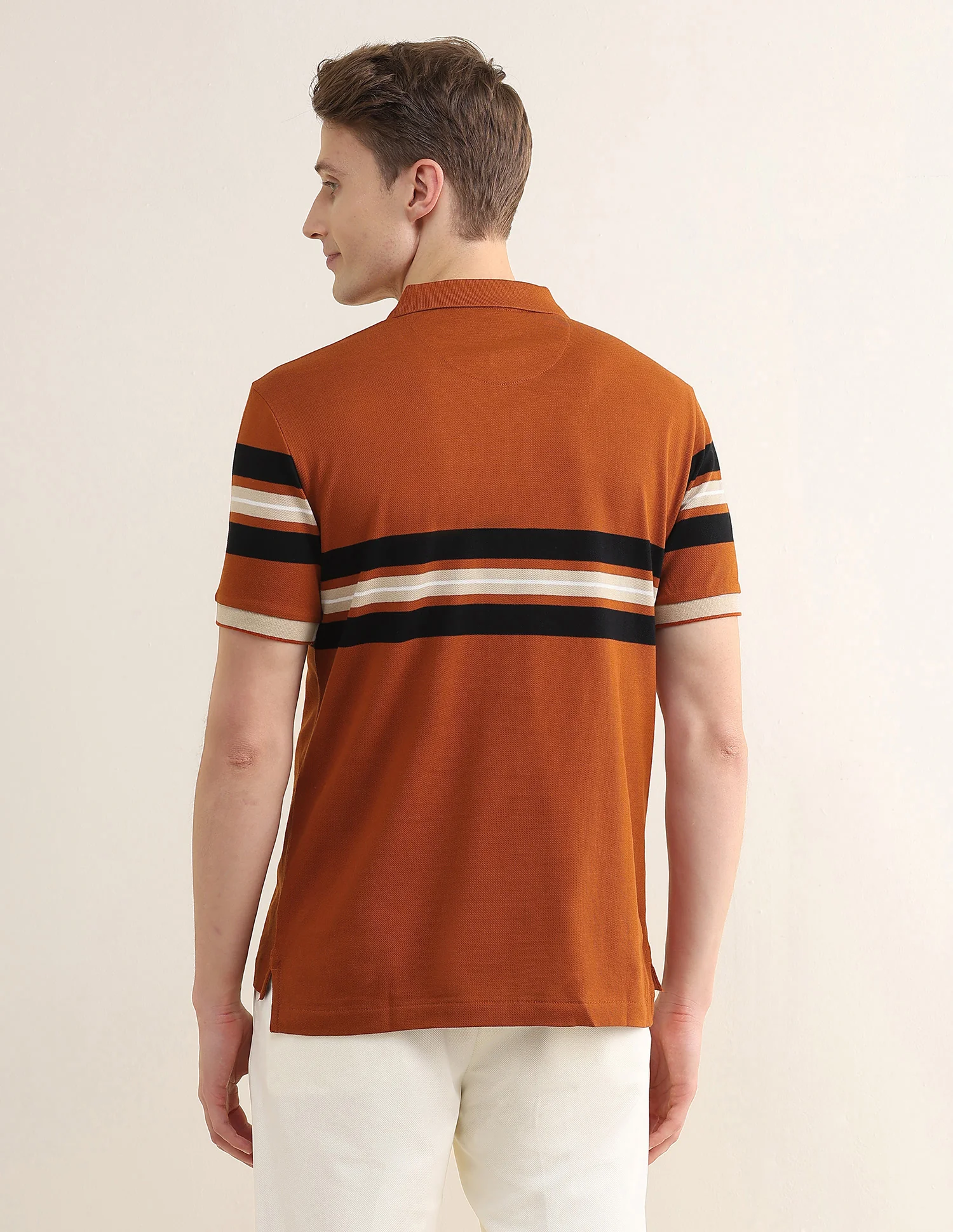 Horizontal Striped Slim Fit Polo Shirt - Image 5