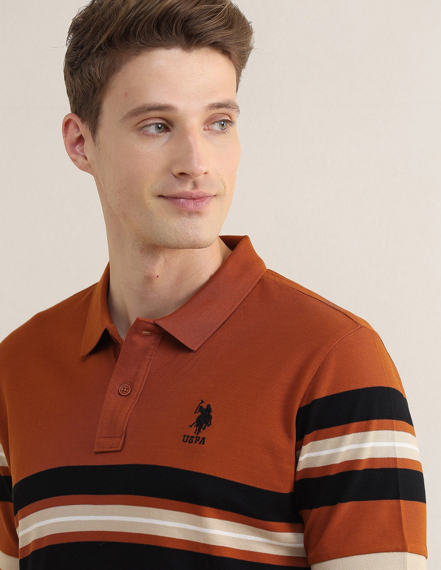 Horizontal Striped Slim Fit Polo Shirt - Image 7