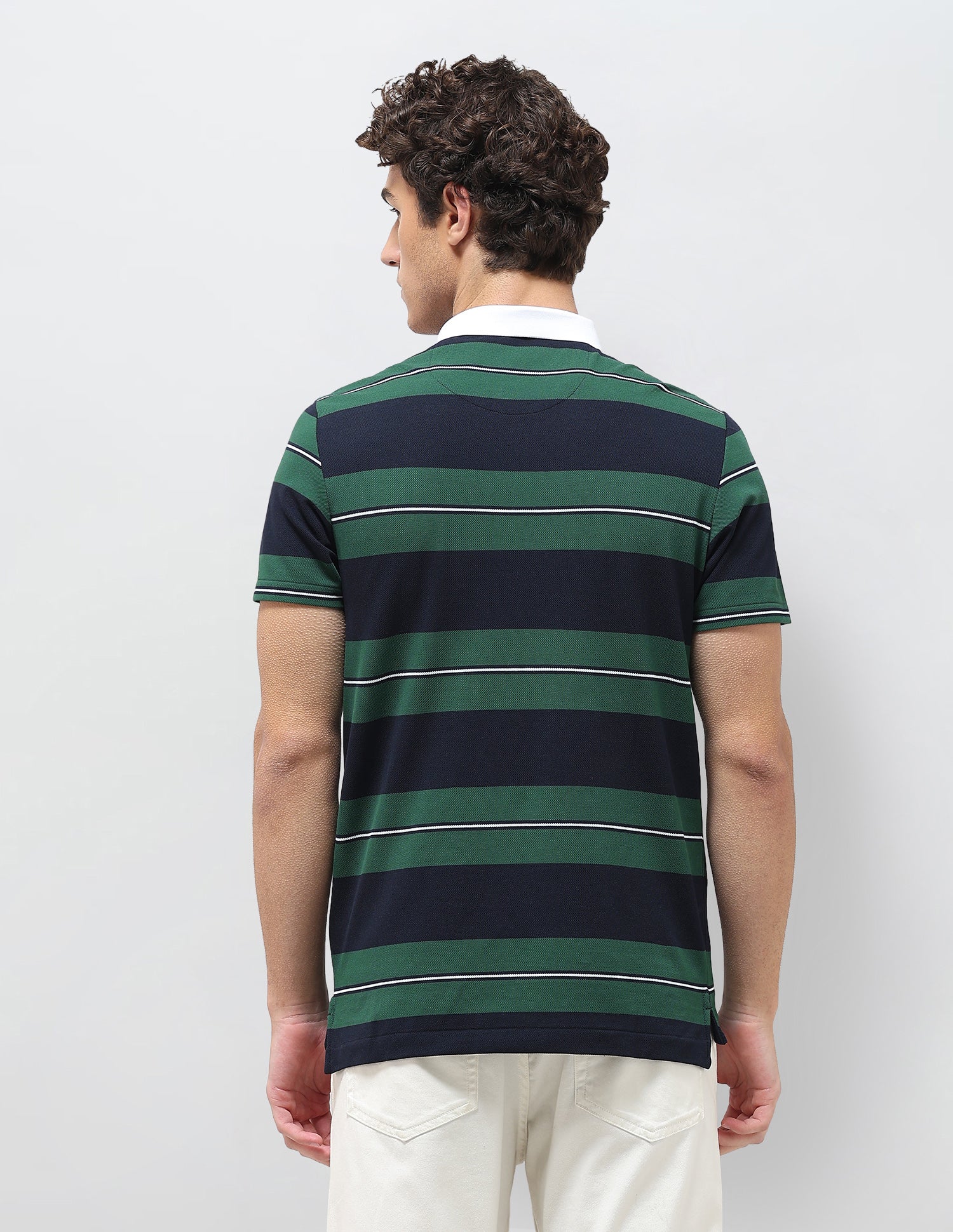 Horizontal Striped Slim Fit Polo Shirt - Image 5