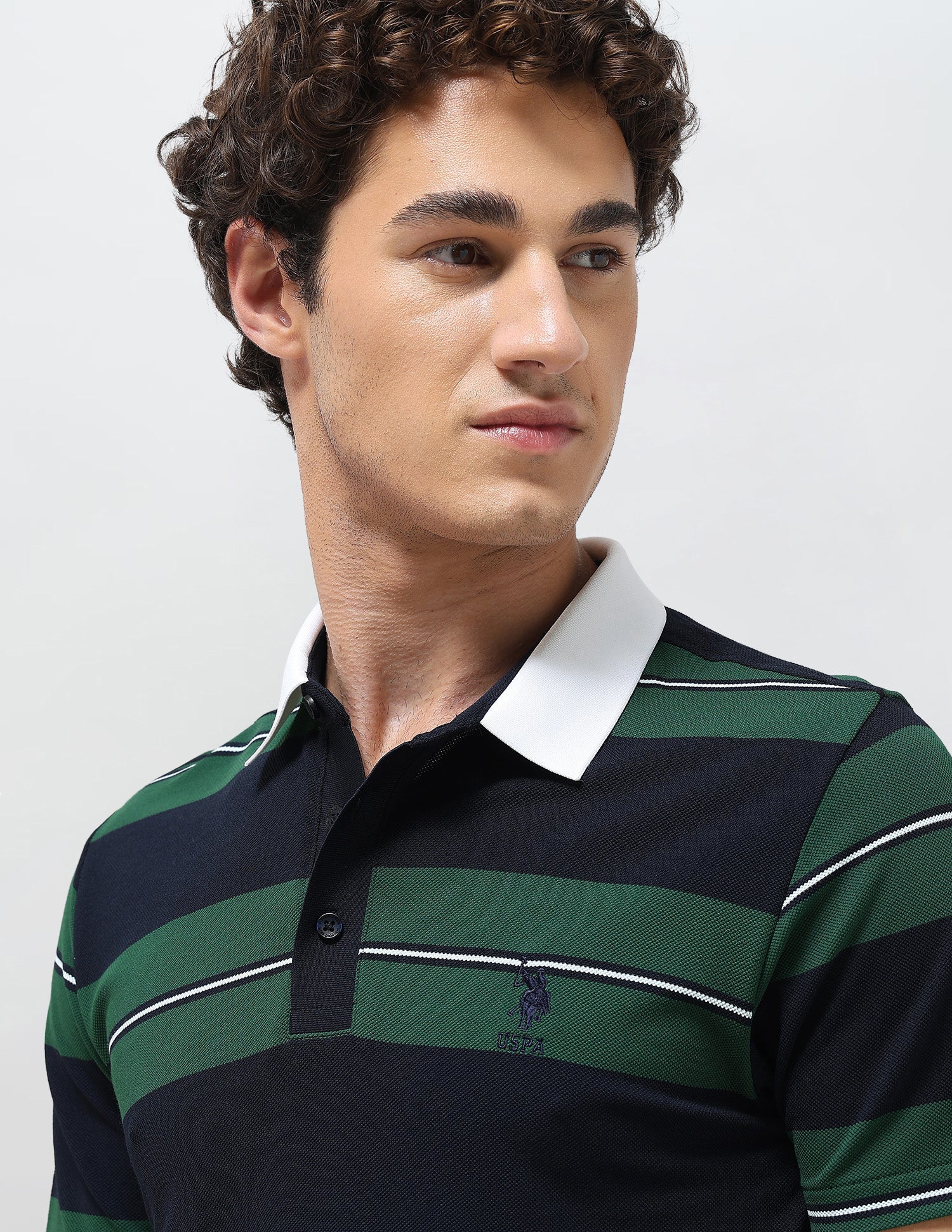 Horizontal Striped Slim Fit Polo Shirt - Image 7