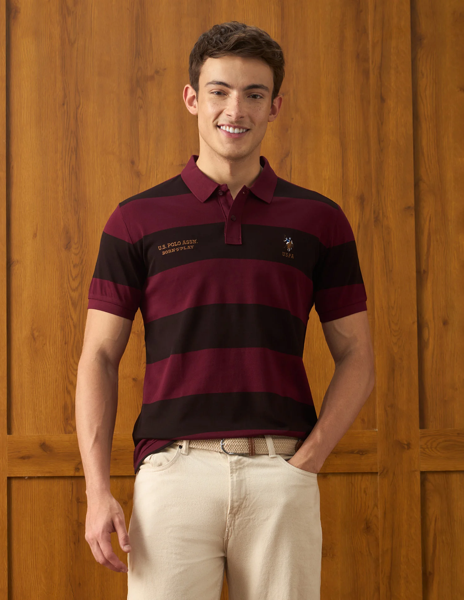 Horizontal Striped Slim Fit Polo Shirt
