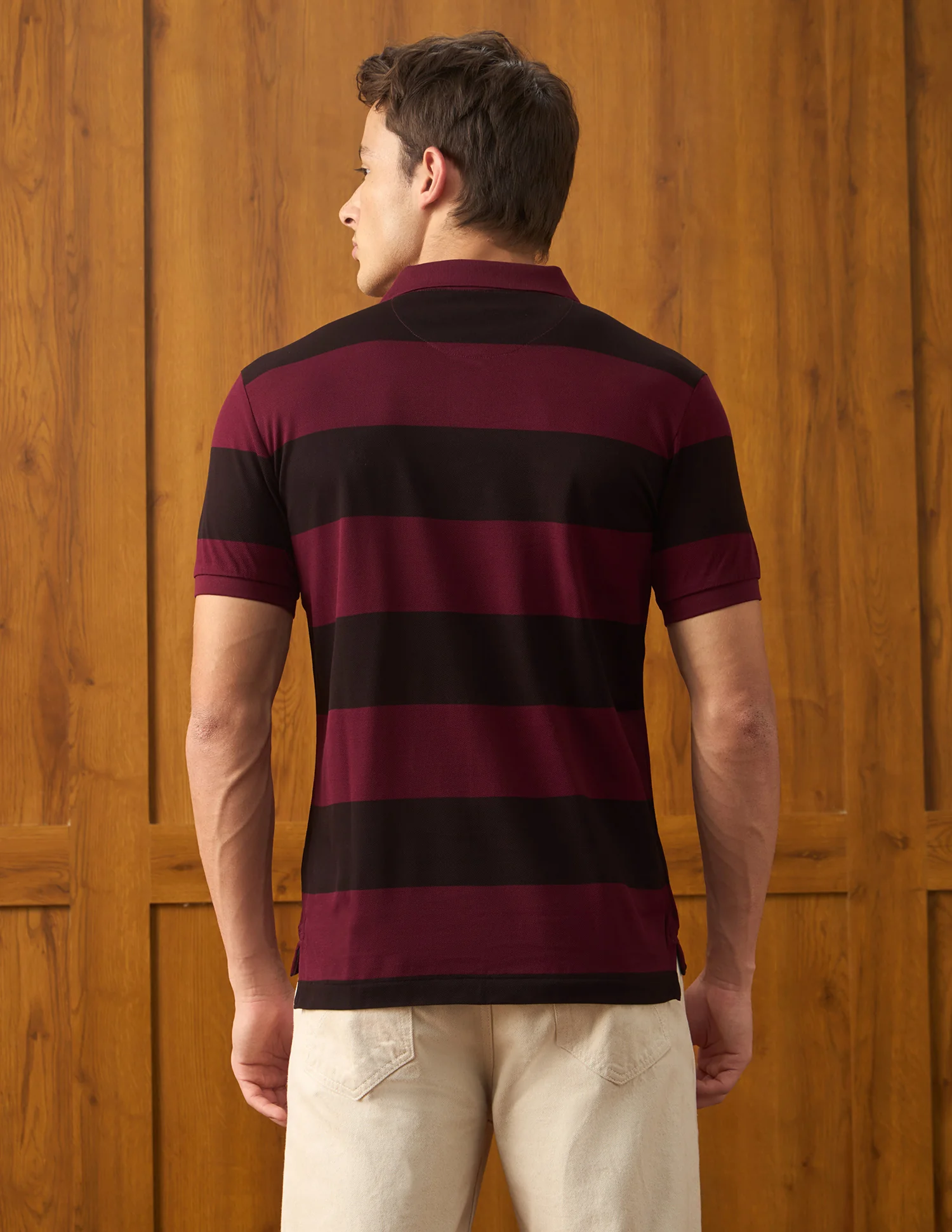 Horizontal Striped Slim Fit Polo Shirt - Image 5