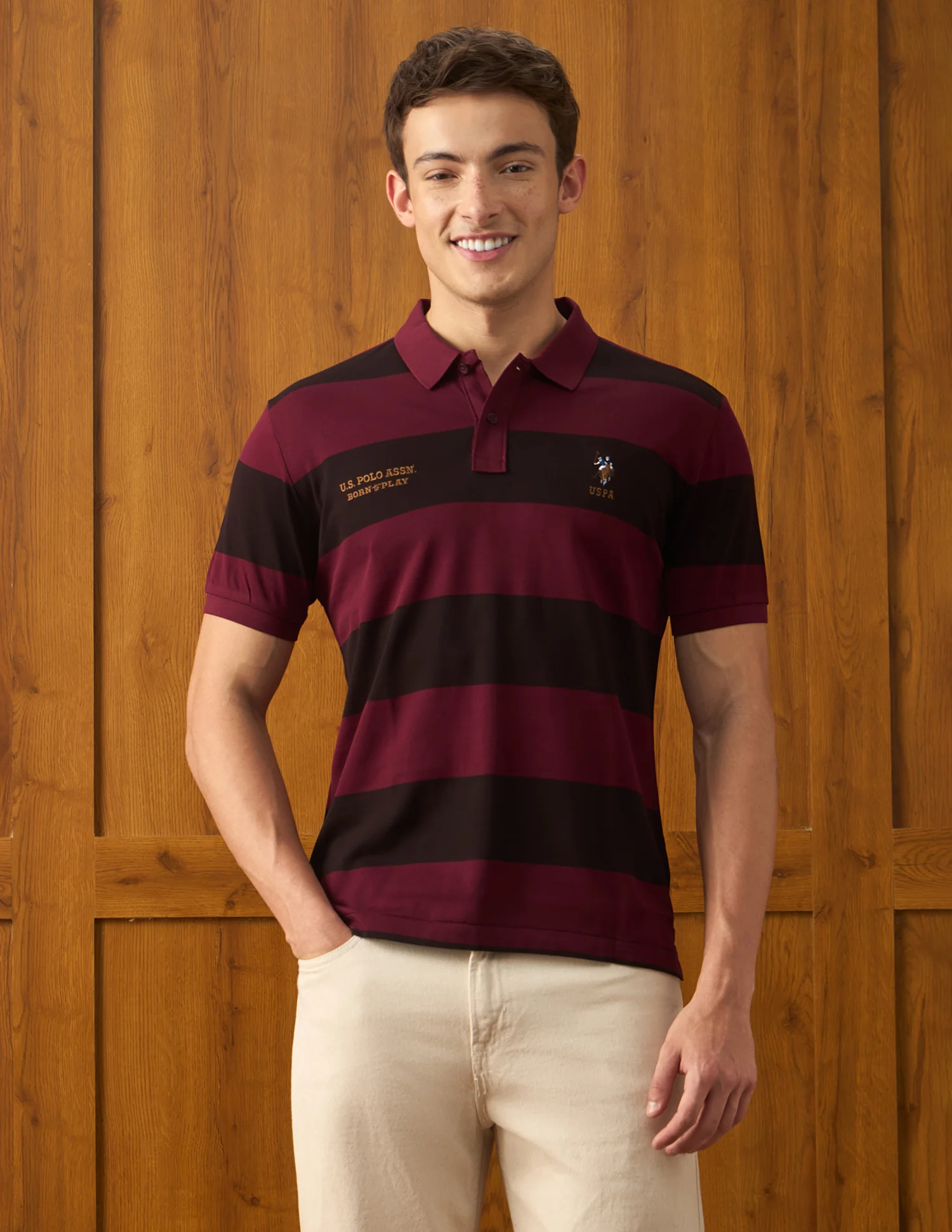 Horizontal Striped Slim Fit Polo Shirt - Image 6