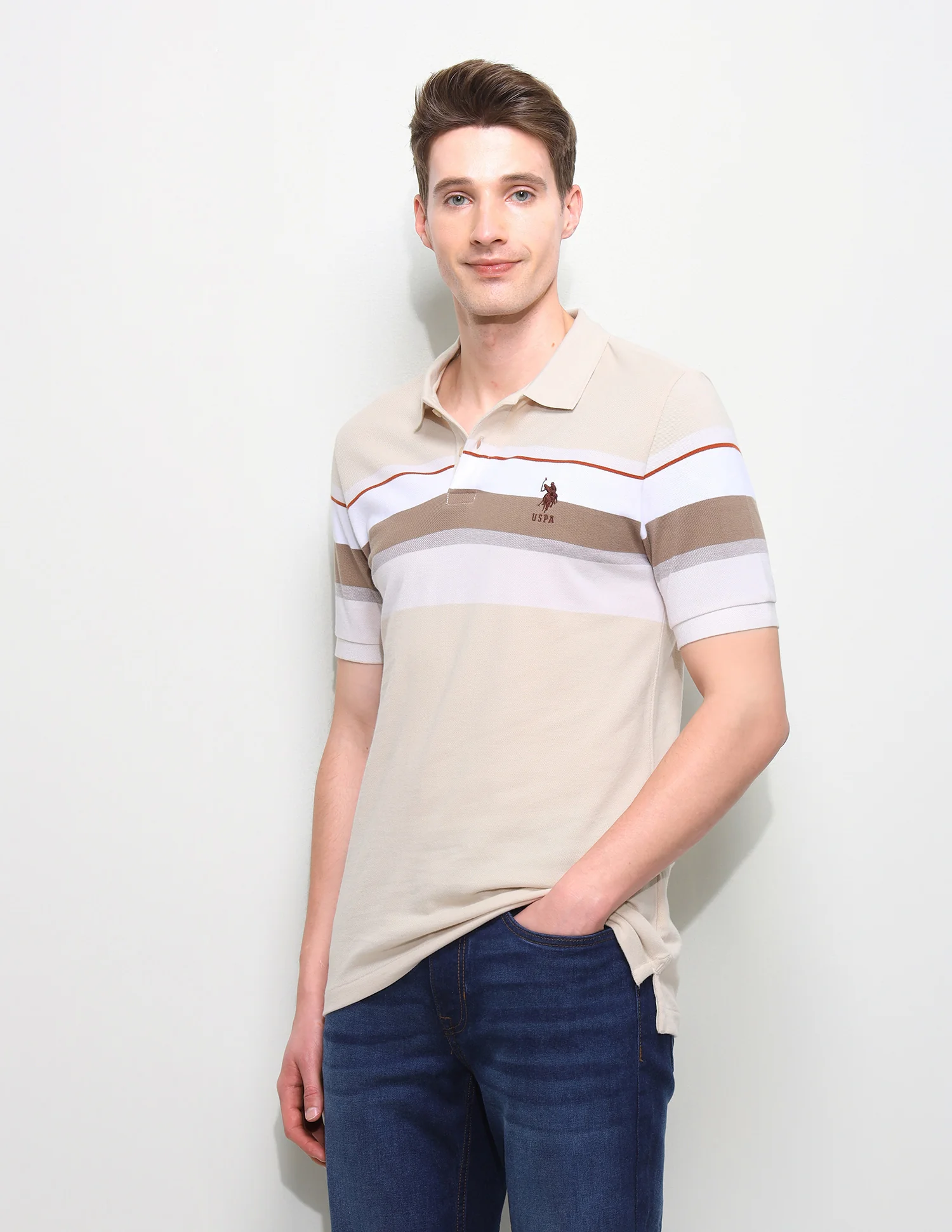 Horizontal Striped Slim Fit Polo Shirt - Image 4