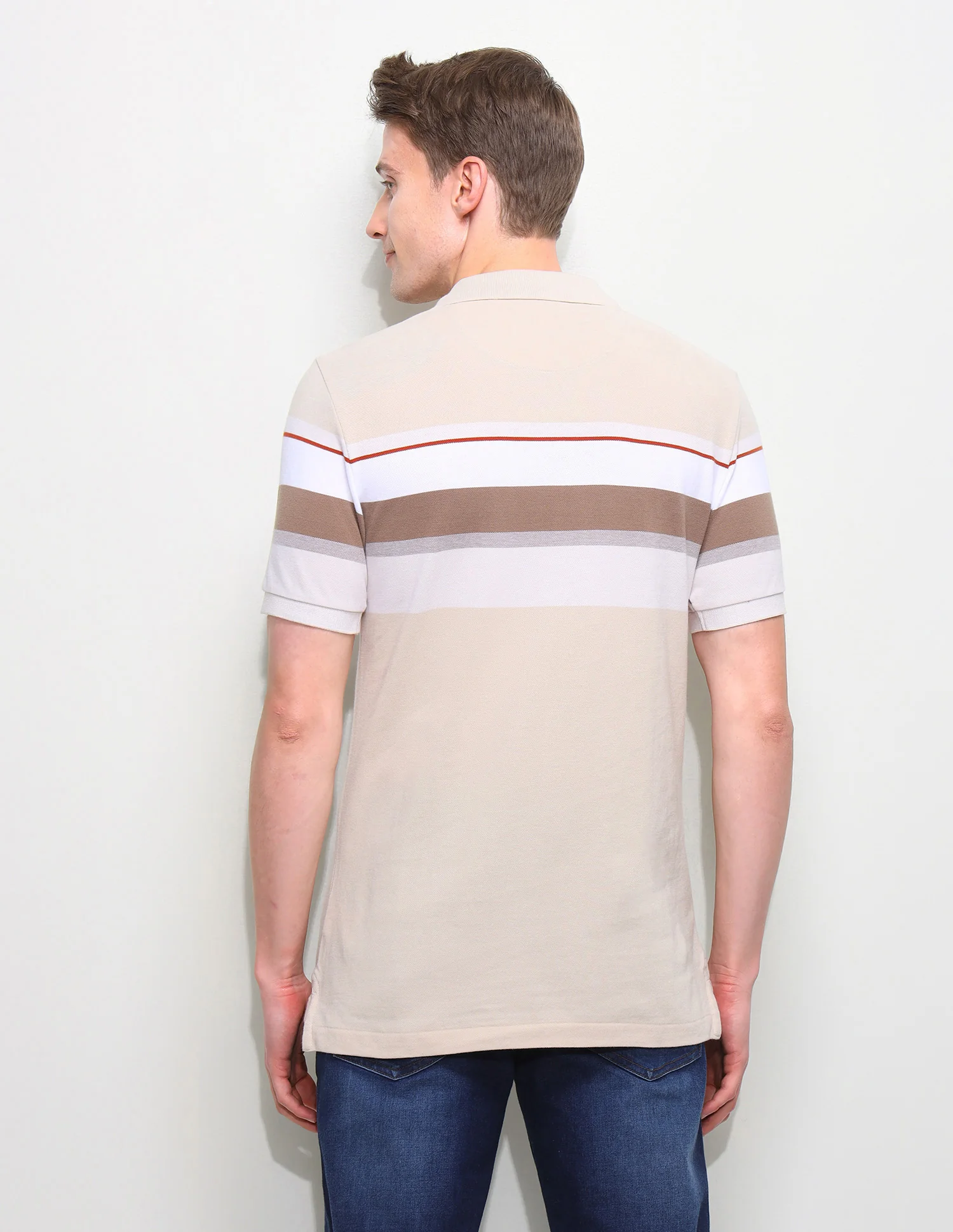 Horizontal Striped Slim Fit Polo Shirt - Image 5
