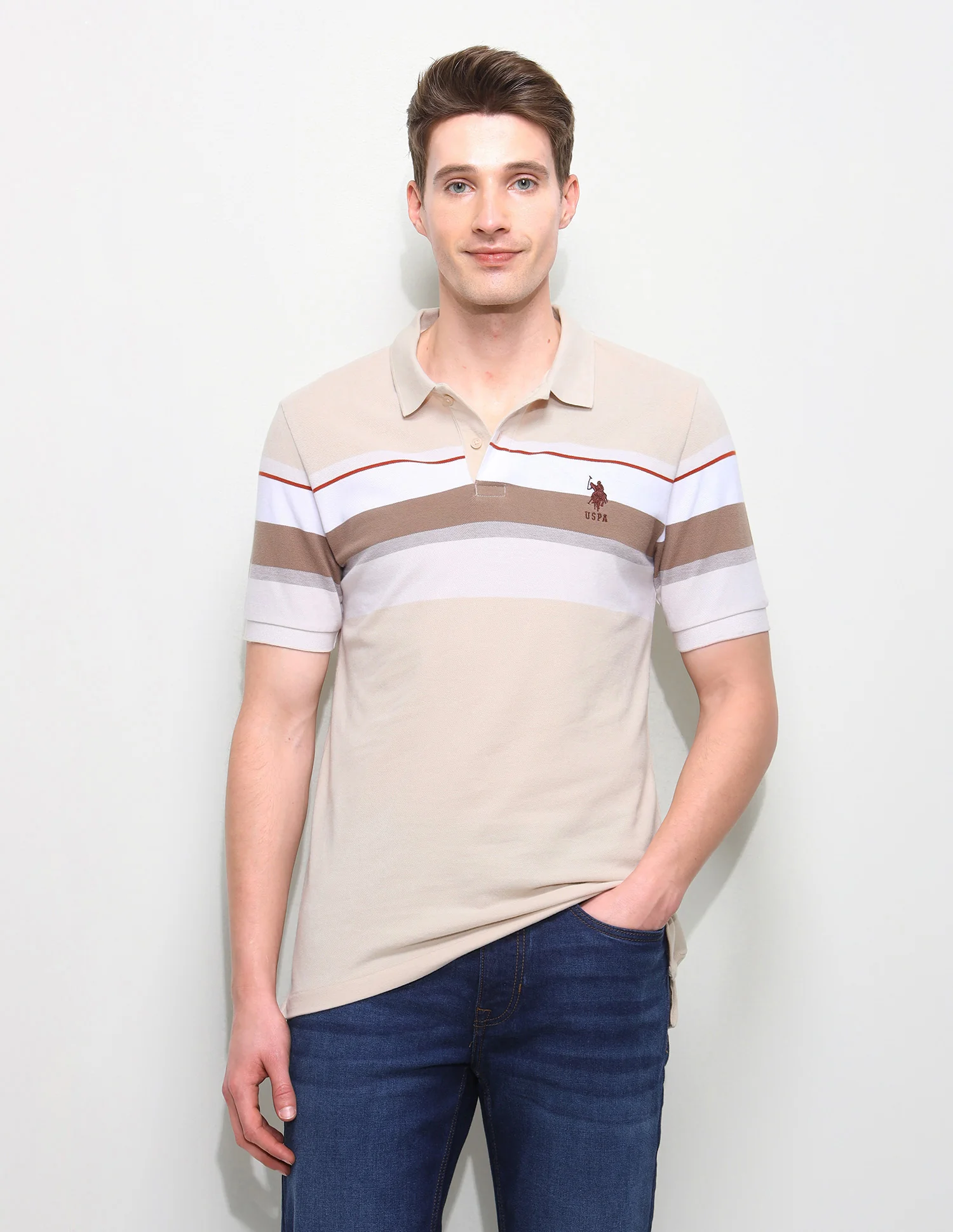 Horizontal Striped Slim Fit Polo Shirt - Image 6