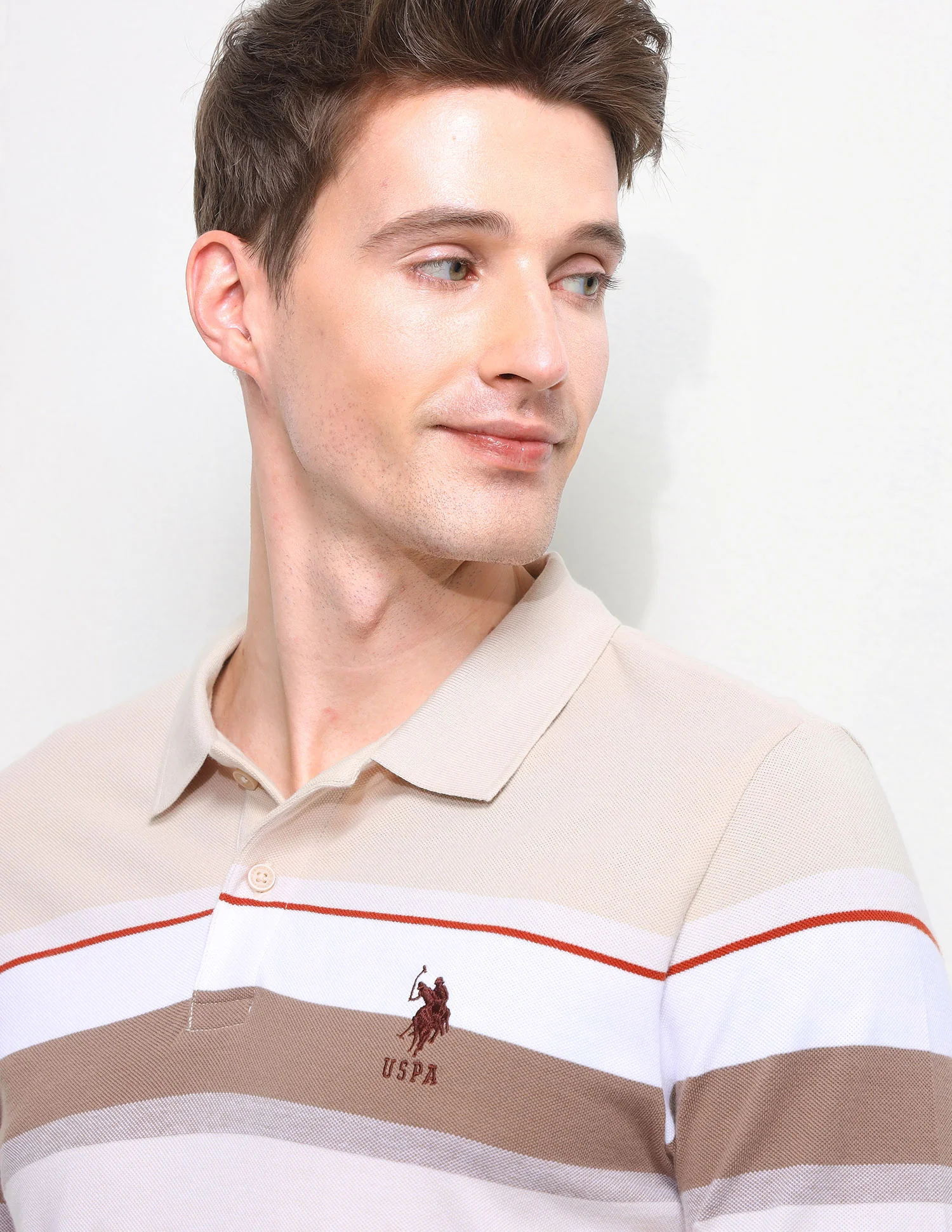 Horizontal Striped Slim Fit Polo Shirt - Image 7