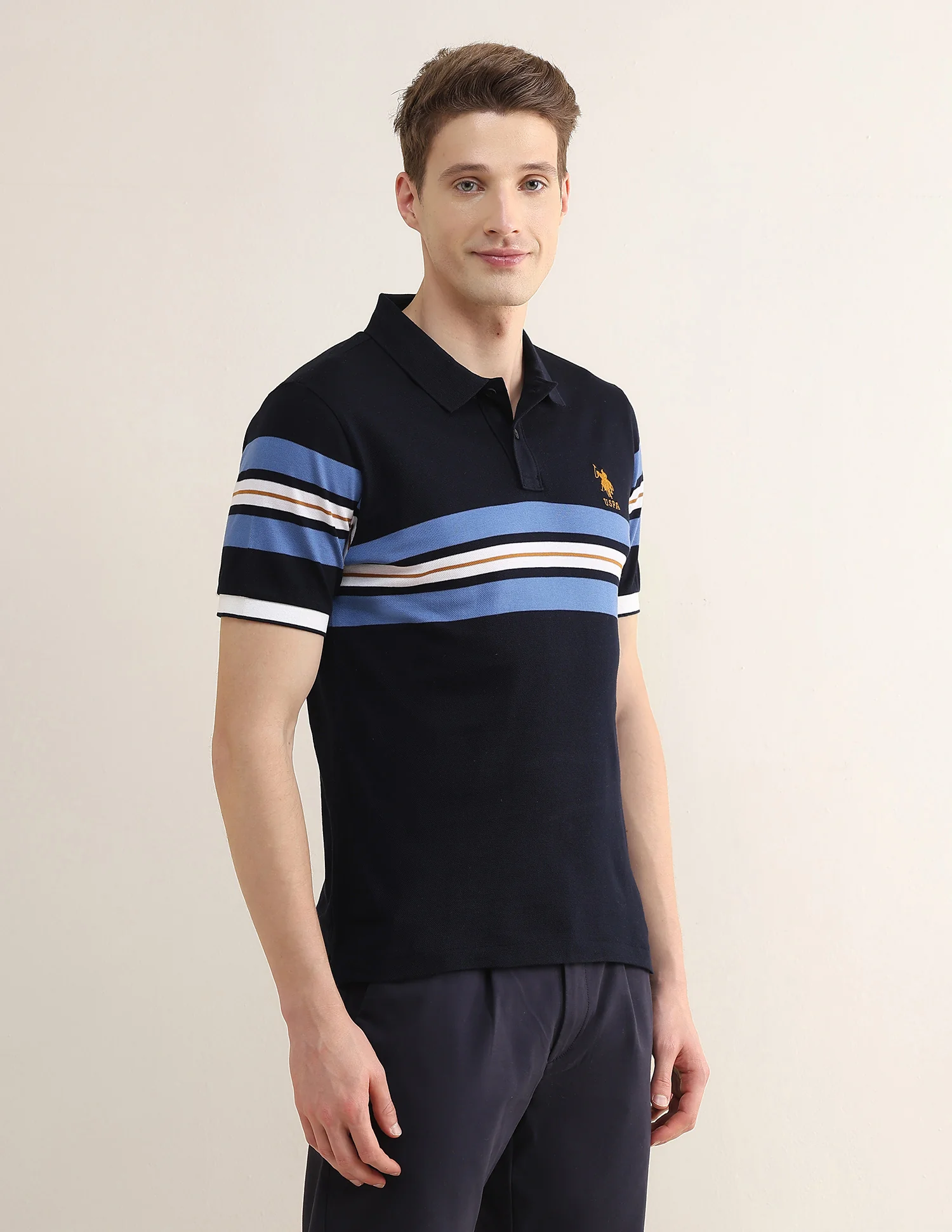 Horizontal Striped Slim Fit Polo Shirt - Image 4