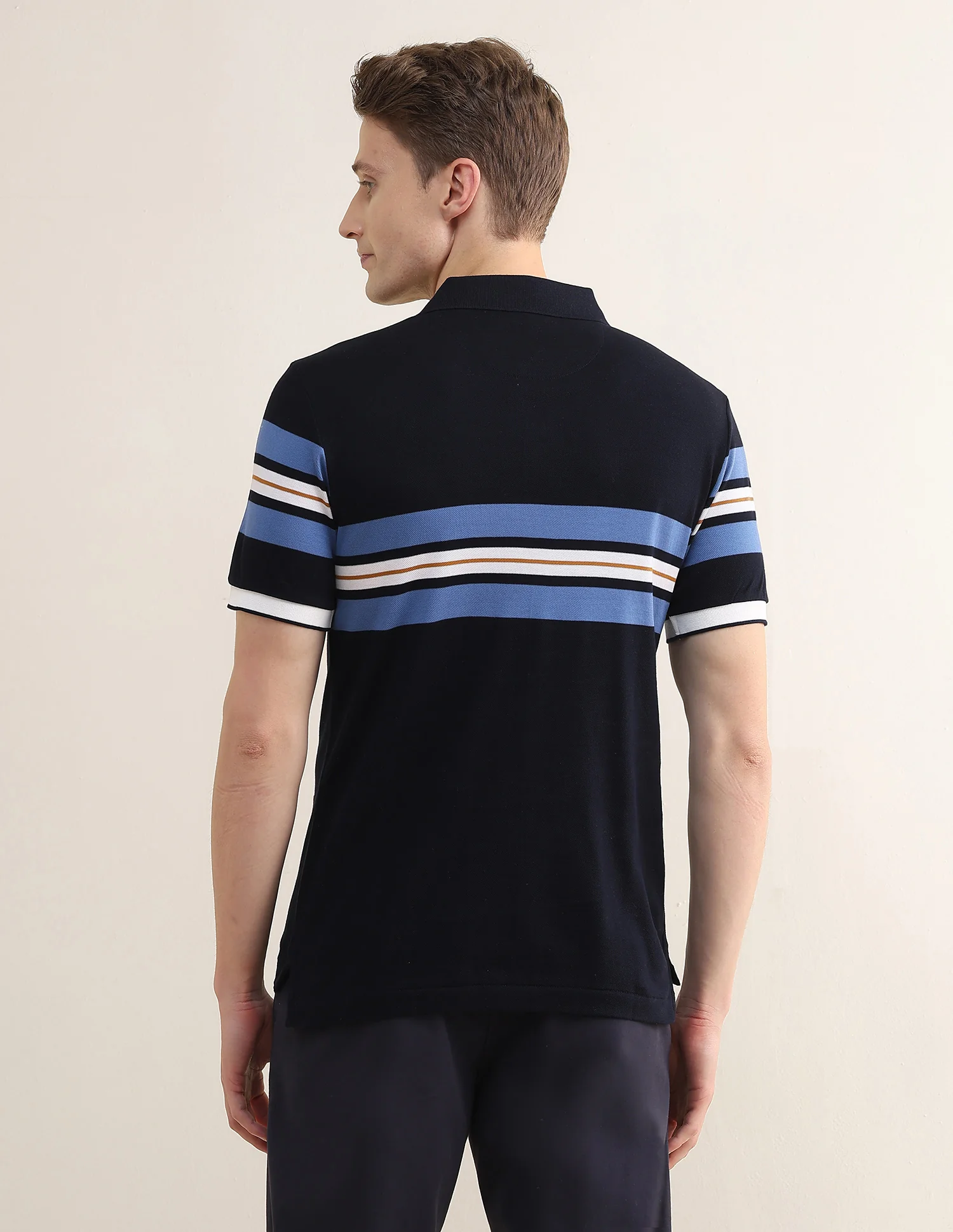 Horizontal Striped Slim Fit Polo Shirt - Image 5