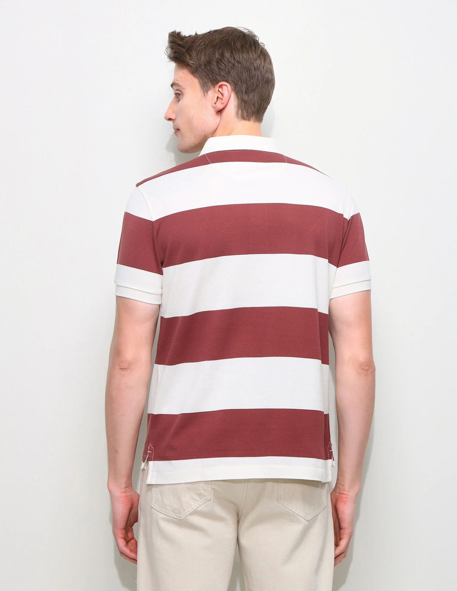 Horizontal Striped Slim Fit Polo Shirt - Image 5