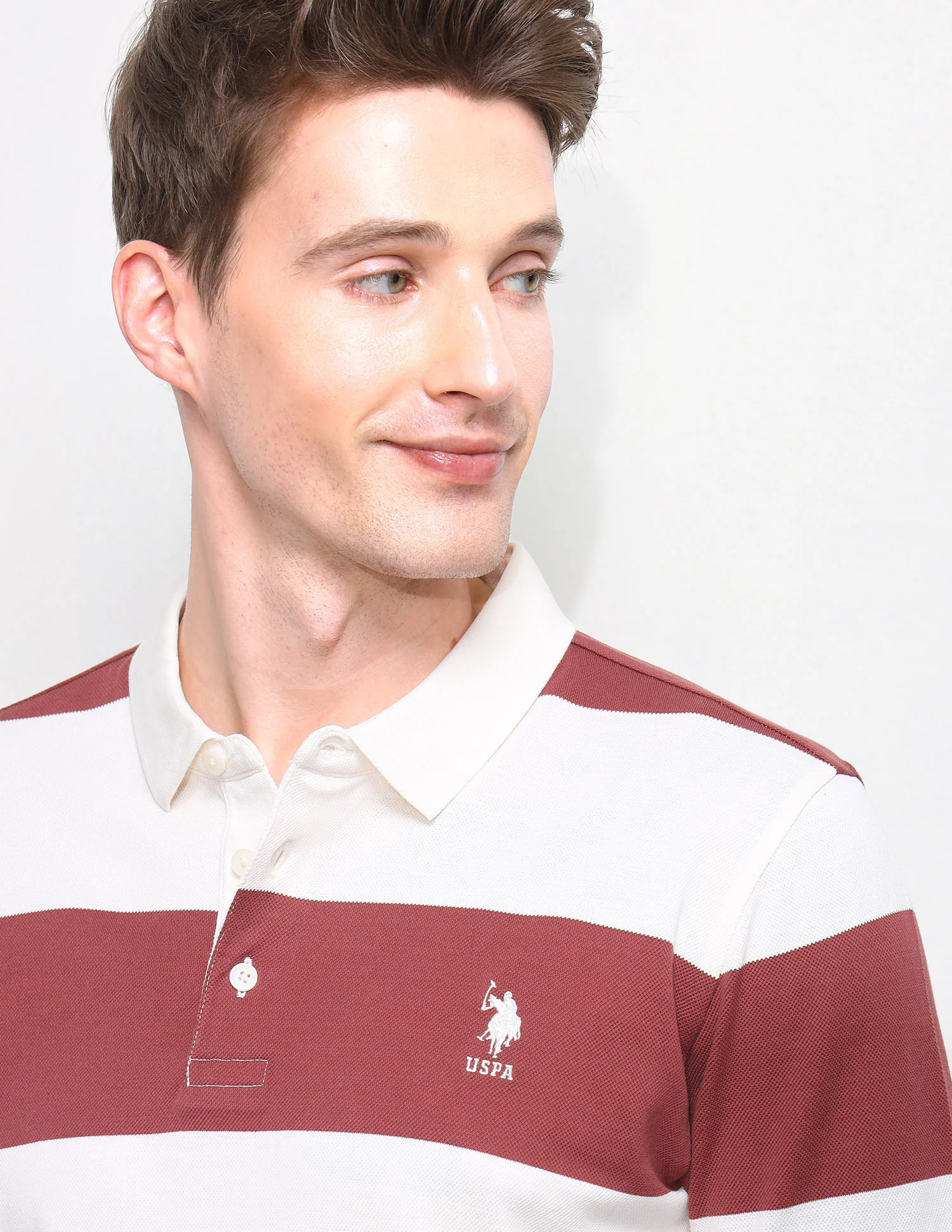 Horizontal Striped Slim Fit Polo Shirt - Image 7