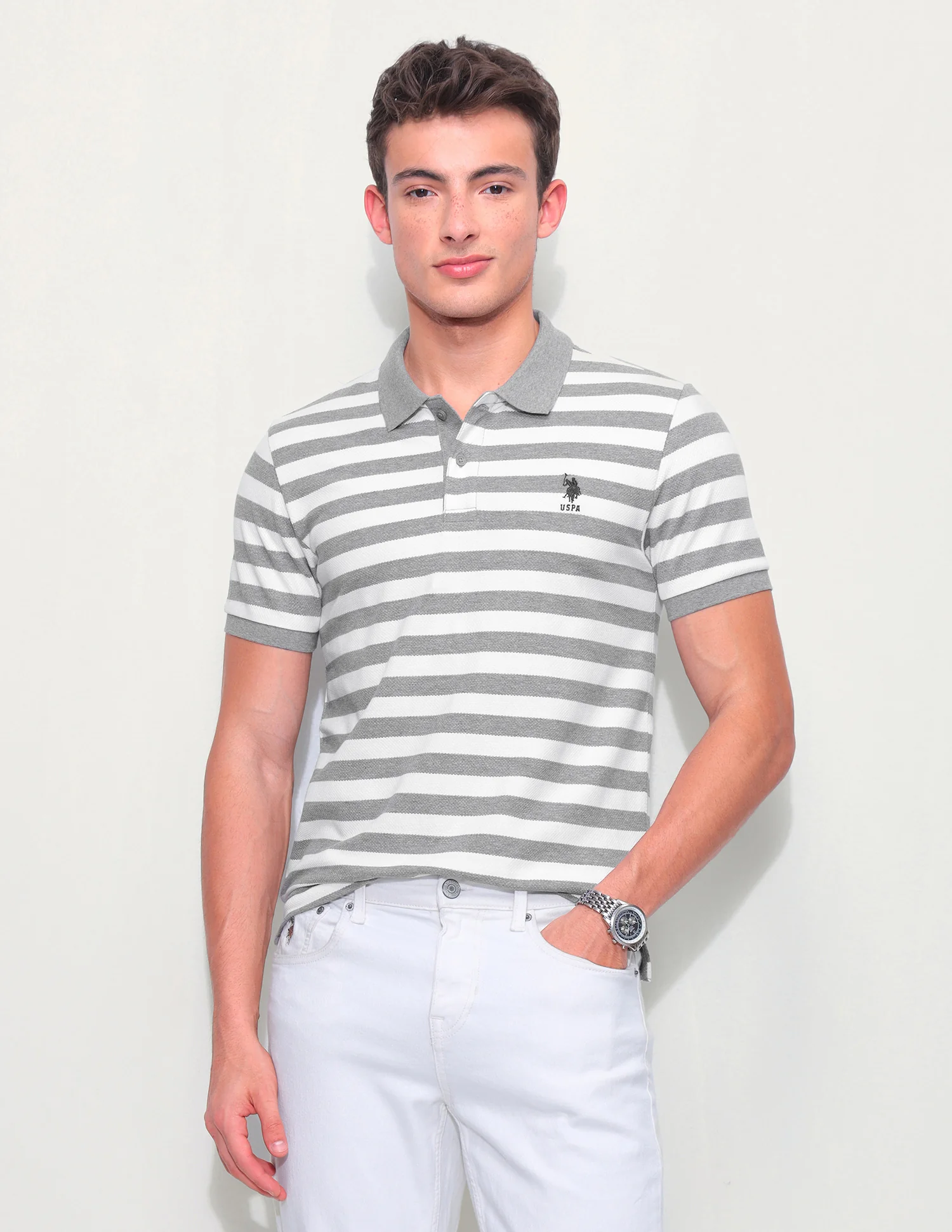 Horizontal Striped Slim Fit Polo Shirt