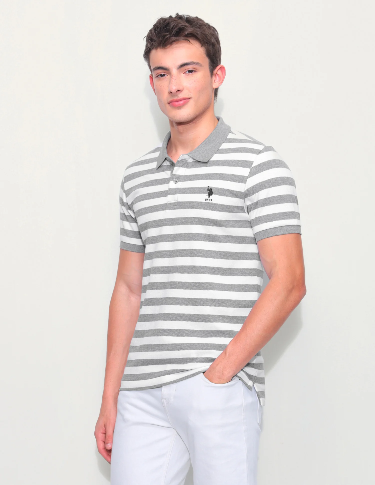 Horizontal Striped Slim Fit Polo Shirt - Image 4