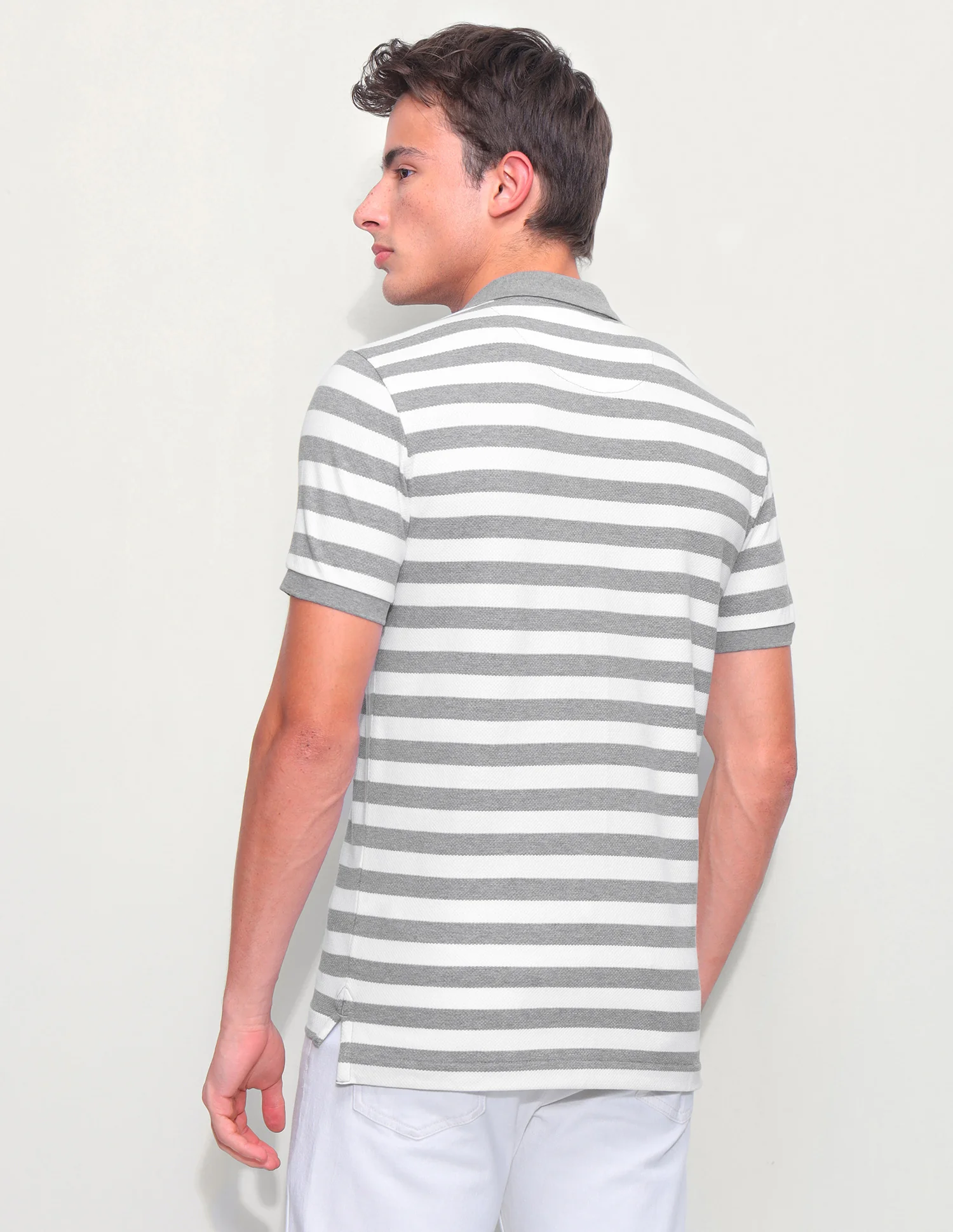 Horizontal Striped Slim Fit Polo Shirt - Image 5