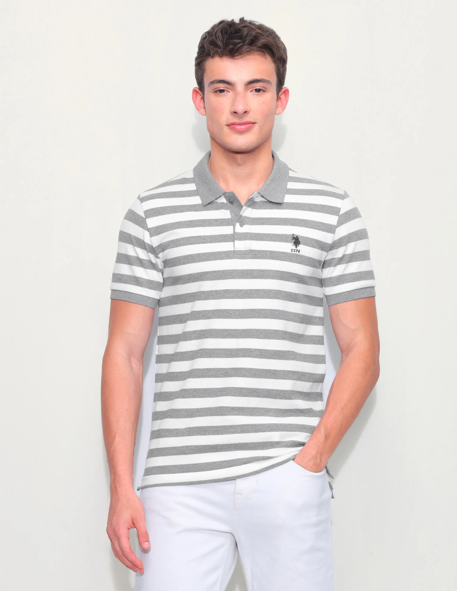 Horizontal Striped Slim Fit Polo Shirt - Image 6