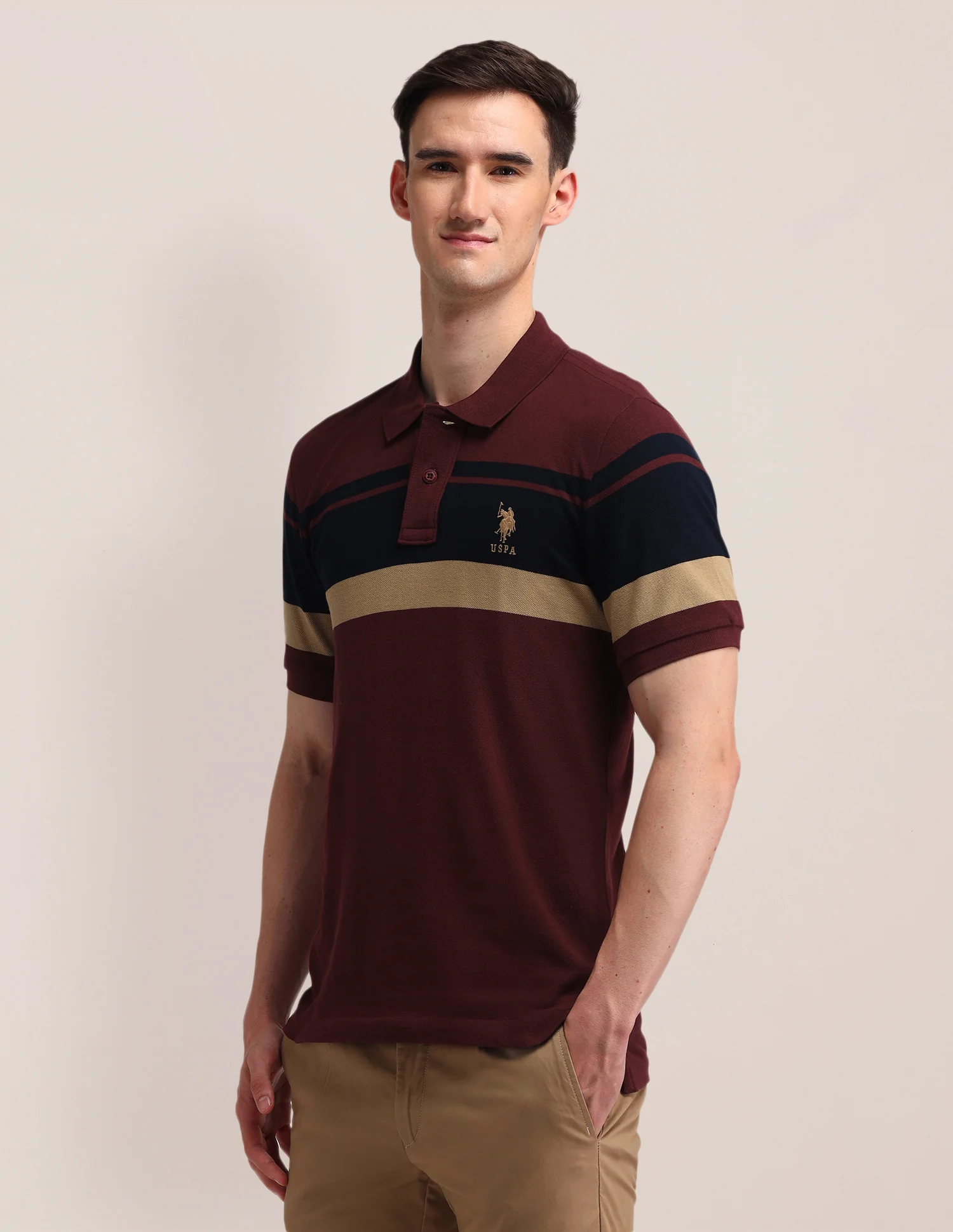 Horizontal Striped Slim Fit Polo Shirt - Image 4