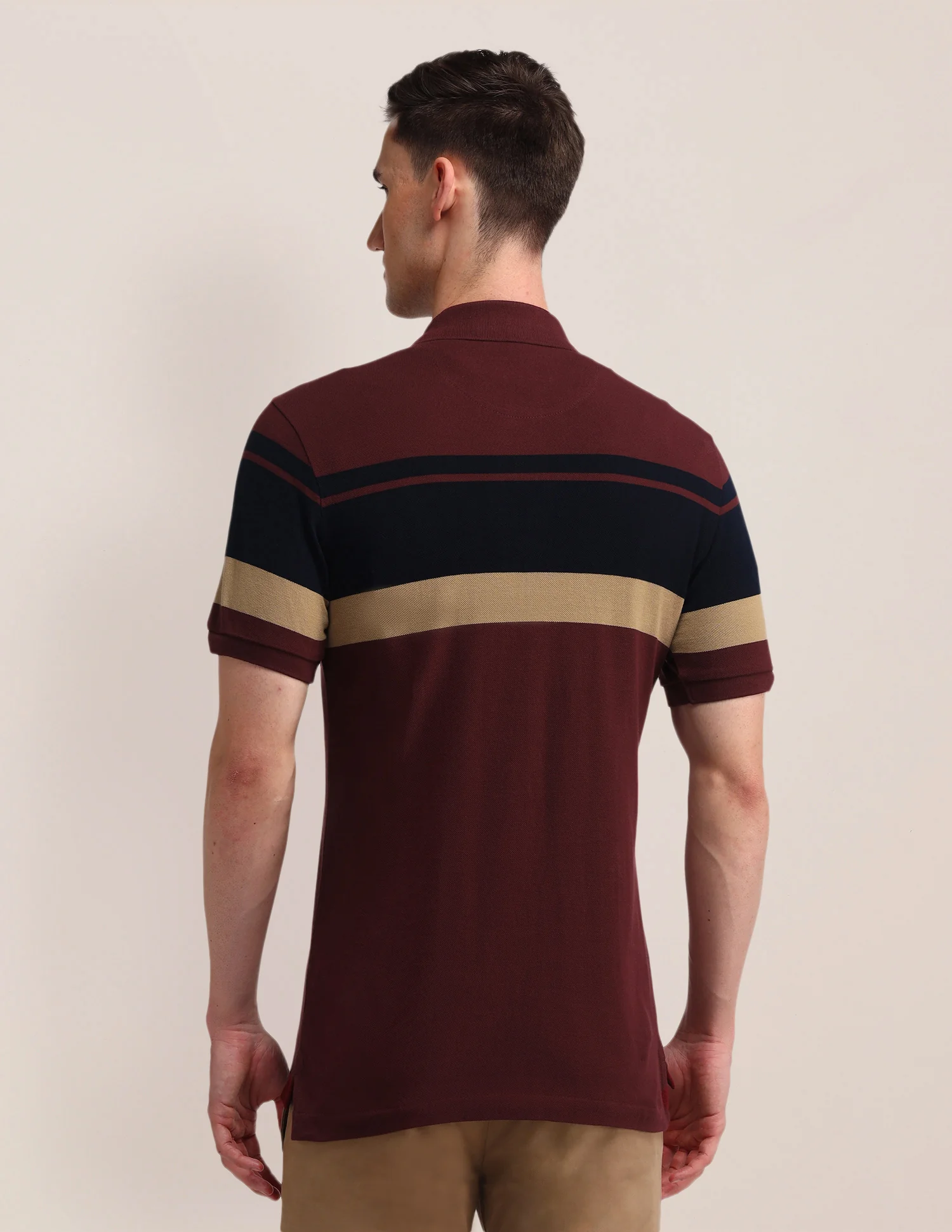 Horizontal Striped Slim Fit Polo Shirt - Image 5
