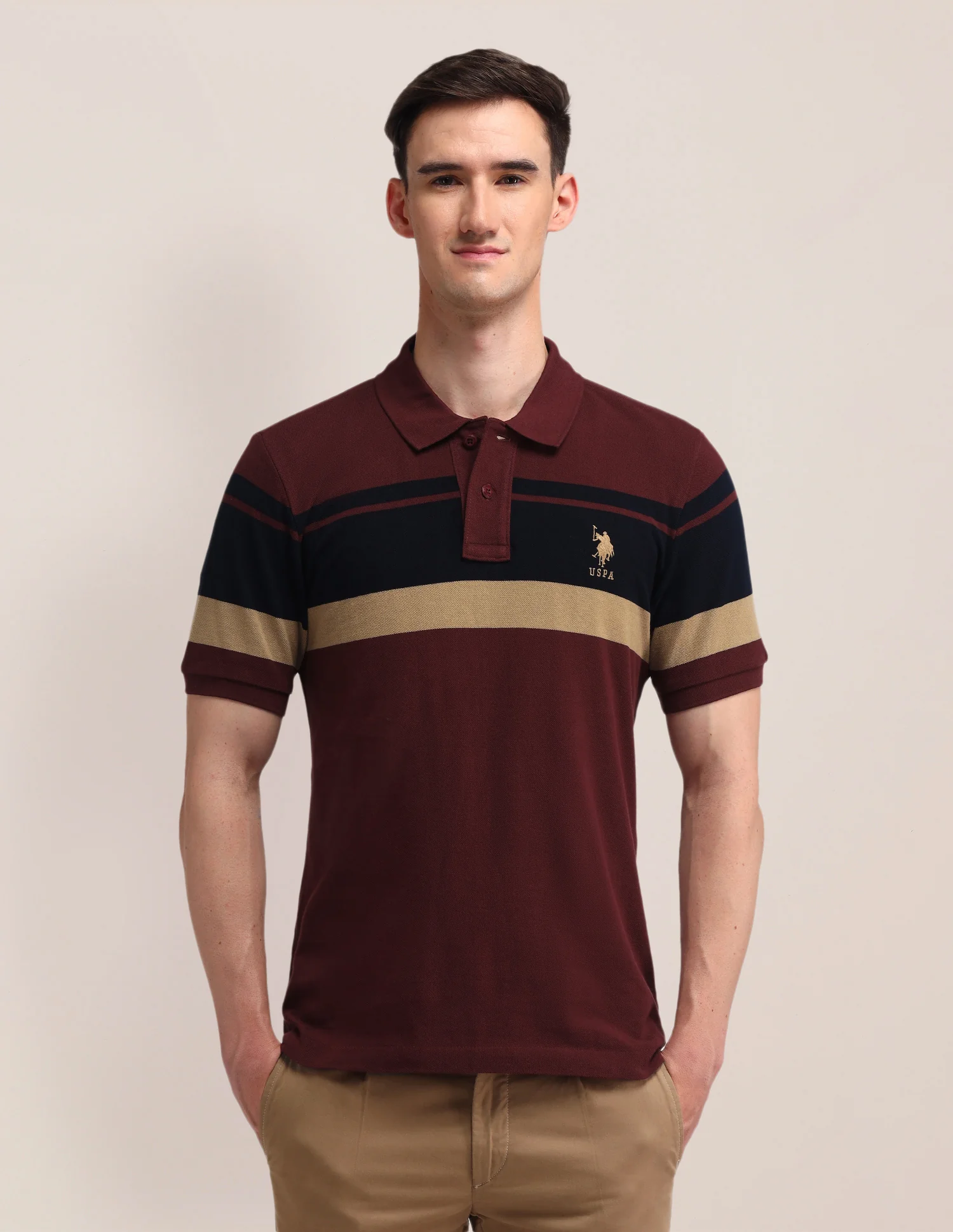 Horizontal Striped Slim Fit Polo Shirt - Image 6