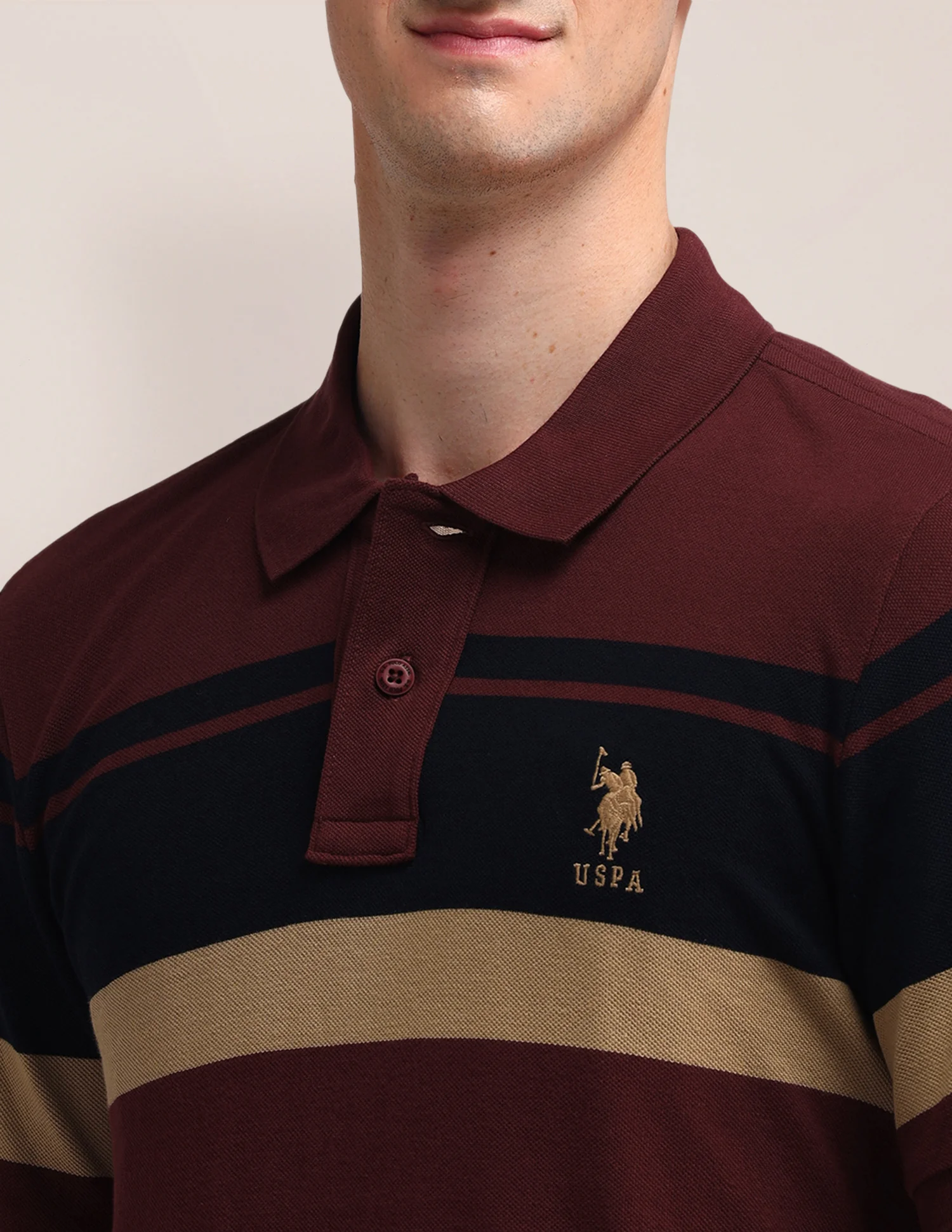 Horizontal Striped Slim Fit Polo Shirt - Image 7