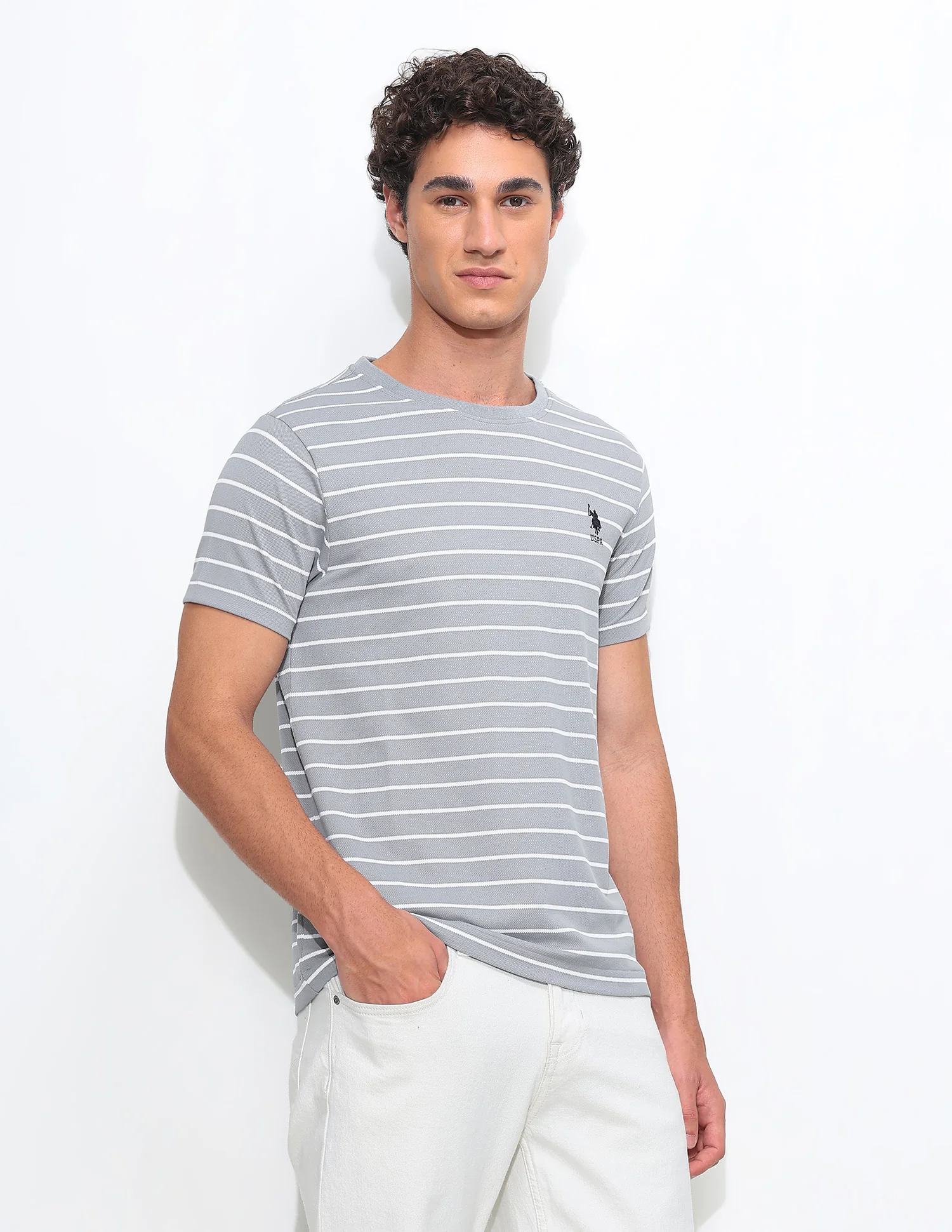 Horizontal Striped Slim Fit T-Shirt - Image 4
