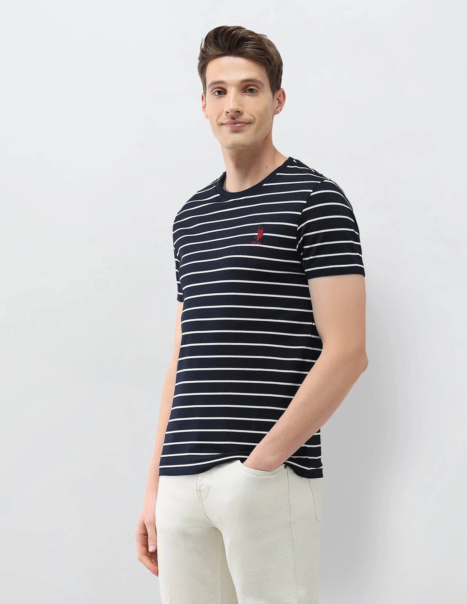 Horizontal Striped Slim Fit T-Shirt - Image 4