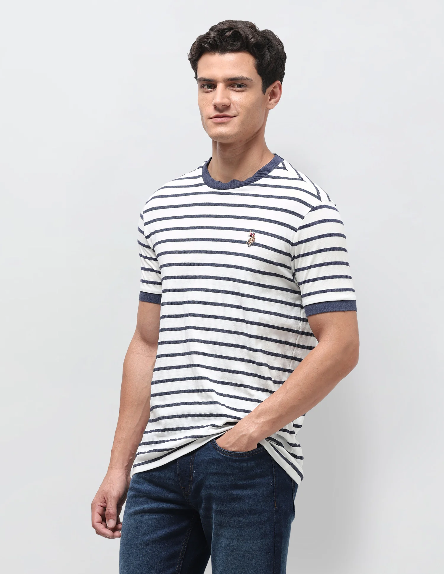 Horizontal Striped Slim Fit T-Shirt - Image 4