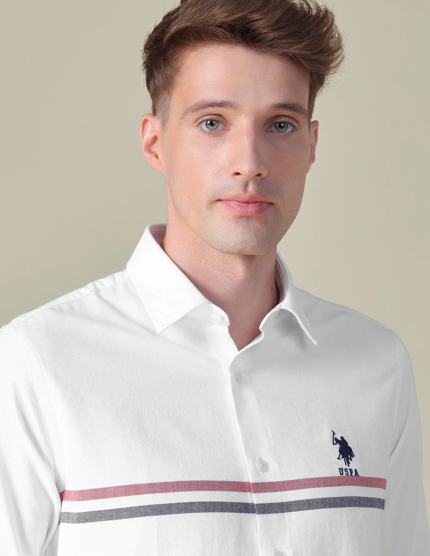 Horizontal Striped Tailored Fit Shirt - Image 7