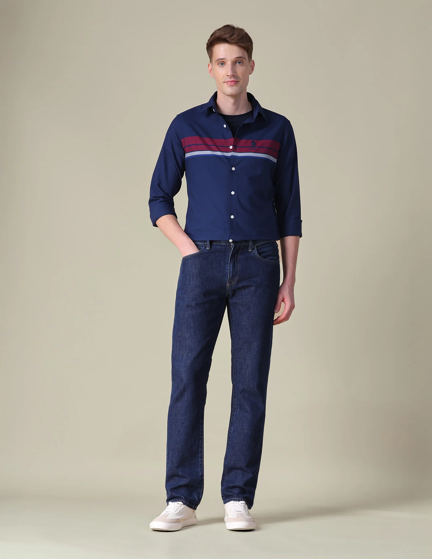 Horizontal Striped Tailored Fit Shirt - Image 3