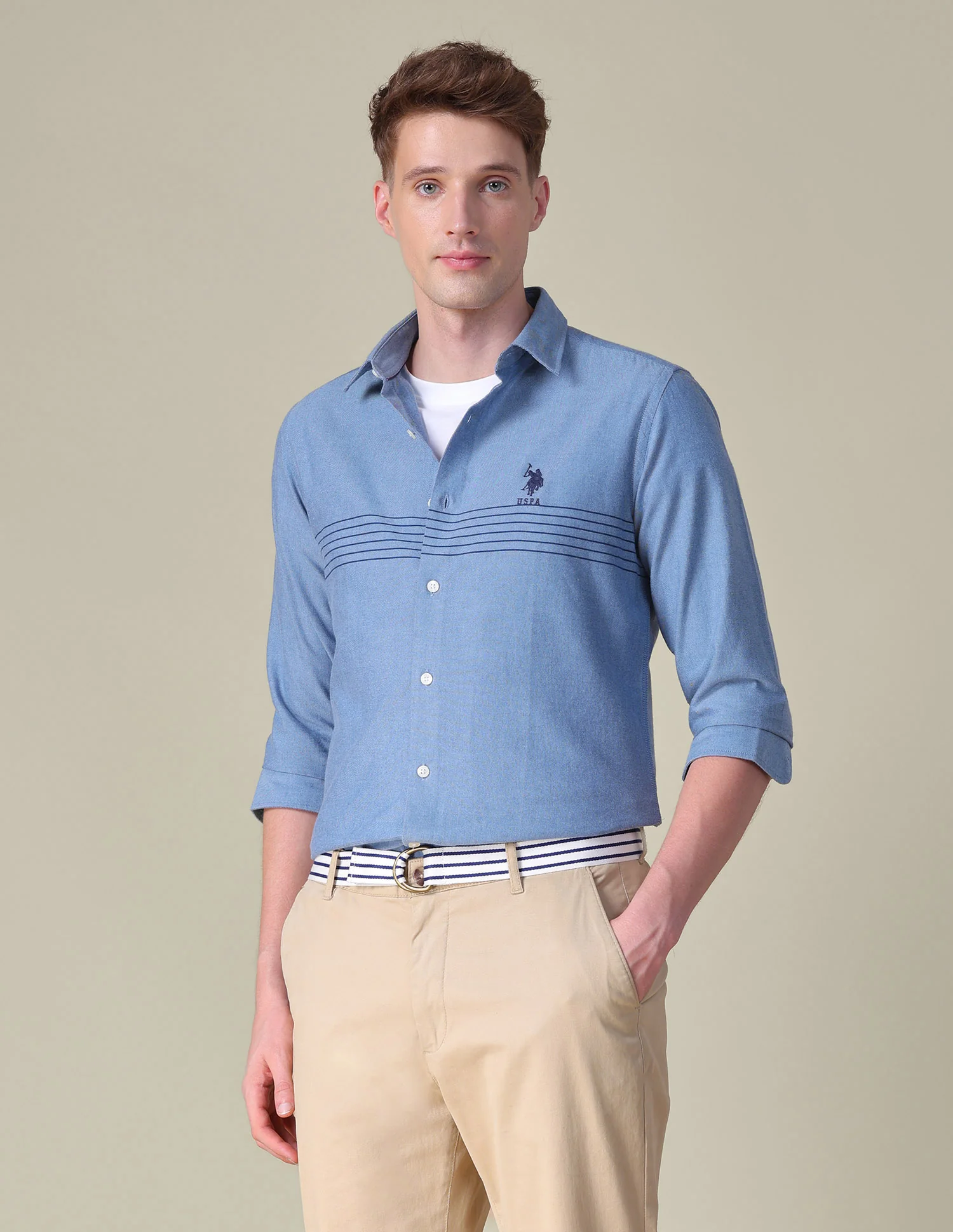 Horizontal Striped Tailored Fit Shirt