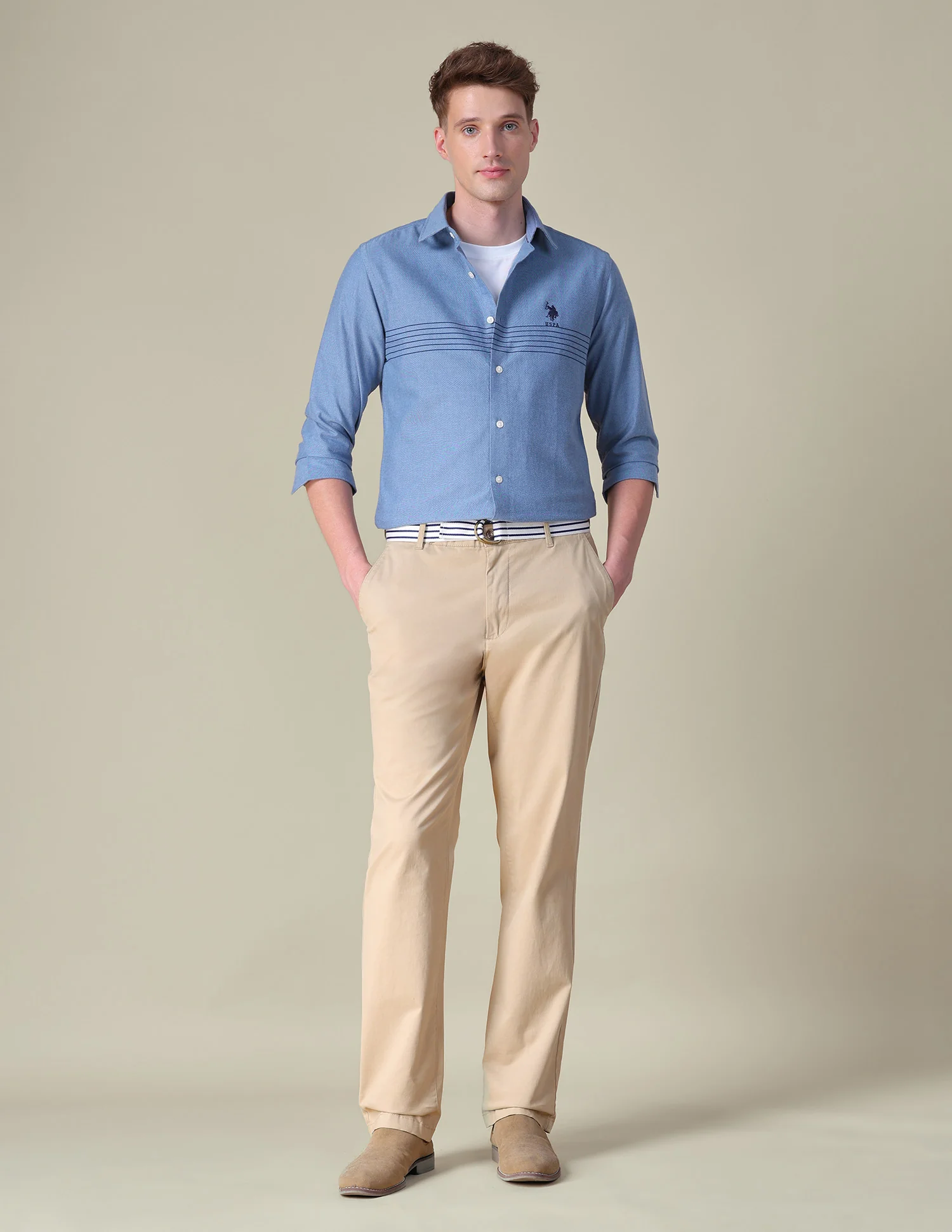 Horizontal Striped Tailored Fit Shirt - Image 3