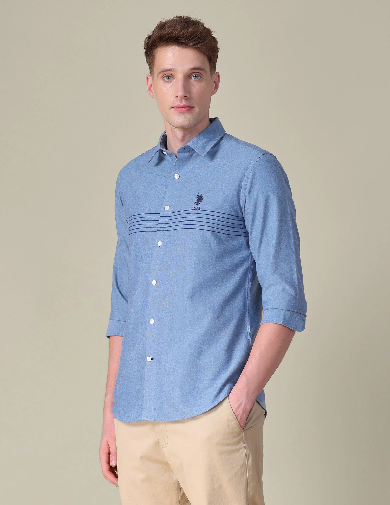 Horizontal Striped Tailored Fit Shirt - Image 4