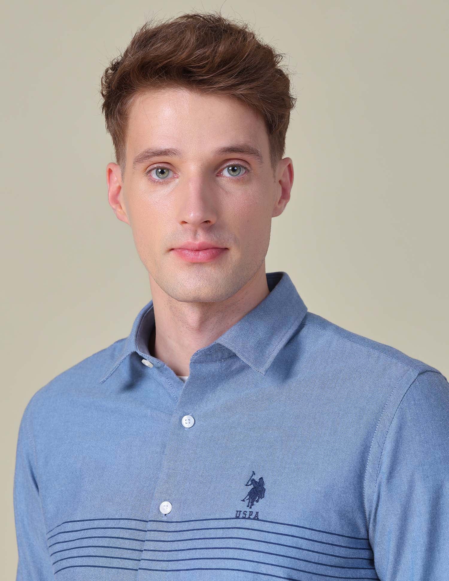 Horizontal Striped Tailored Fit Shirt - Image 7
