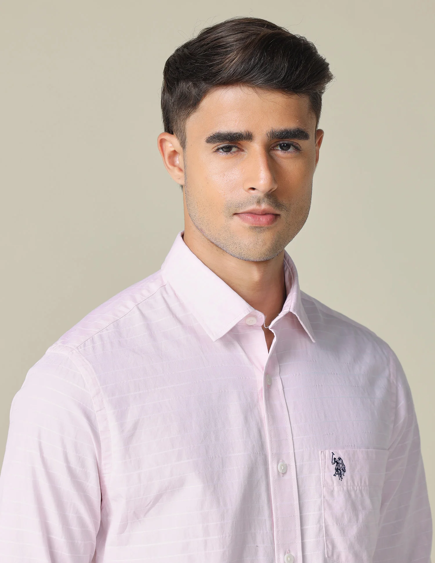 Horizontal Striped Tailored Fit Shirt - Image 7