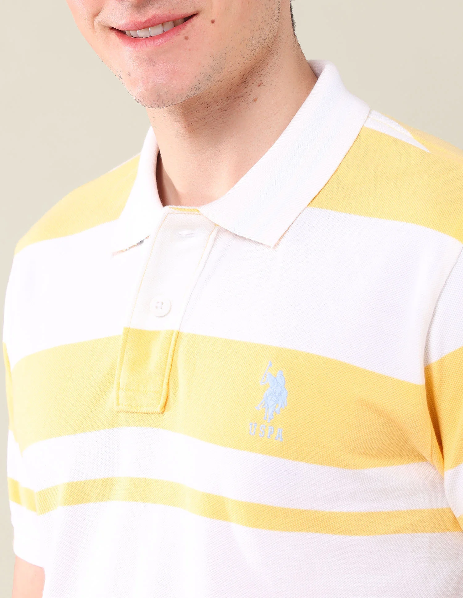Horizontal Stripes Pure Cotton Polo Shirt - Image 7