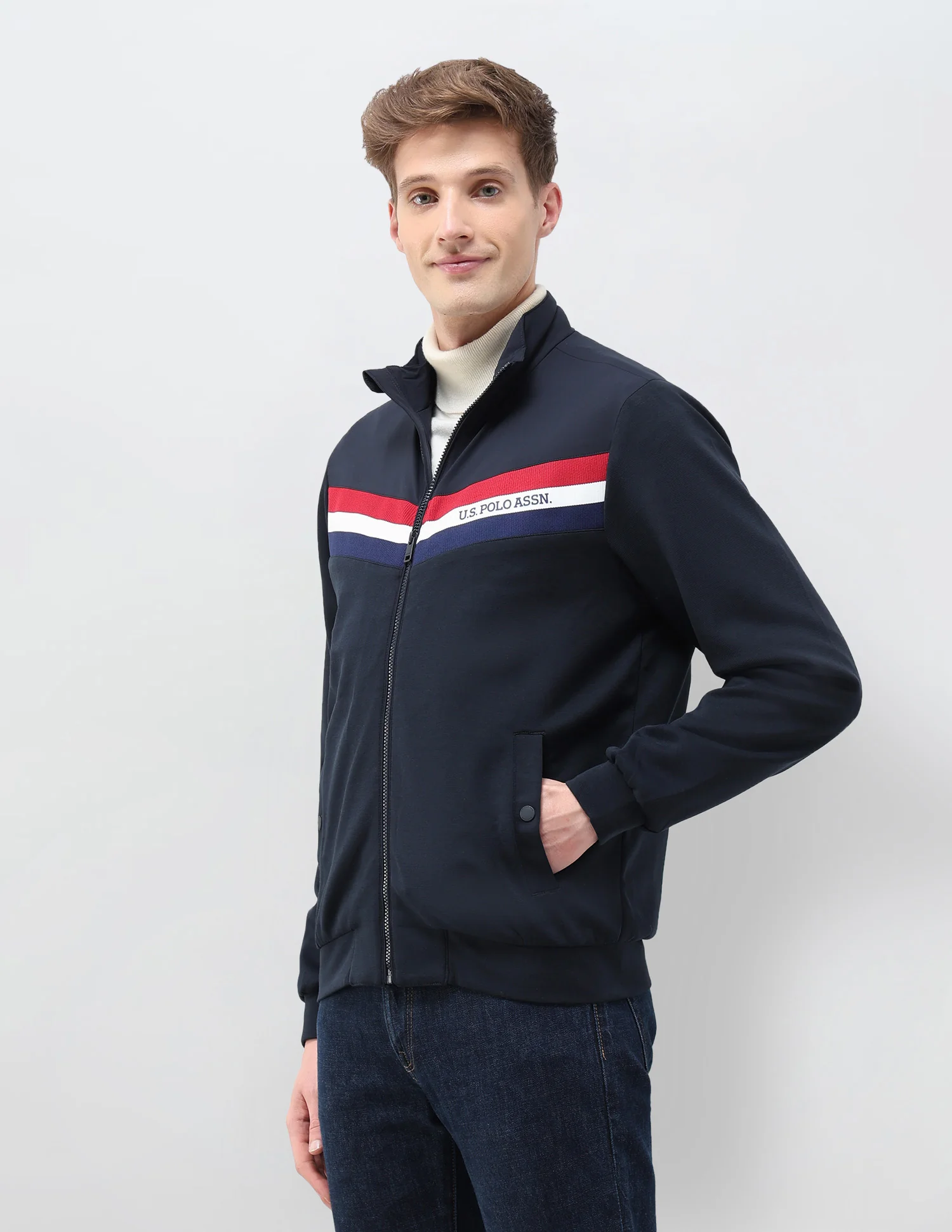 Horizontal Stripes Regular Fit Casual Jacket - Image 4