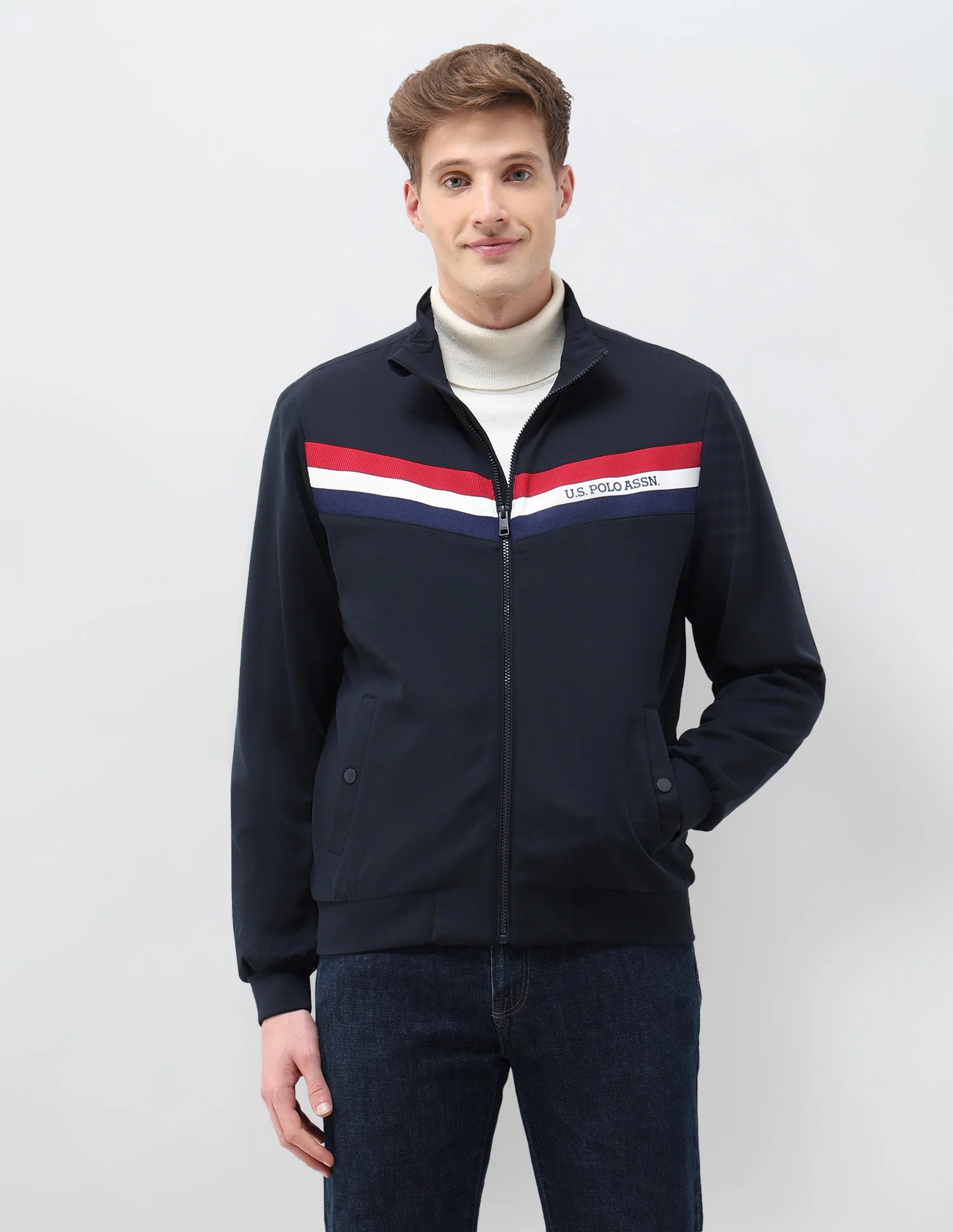 Horizontal Stripes Regular Fit Casual Jacket - Image 6