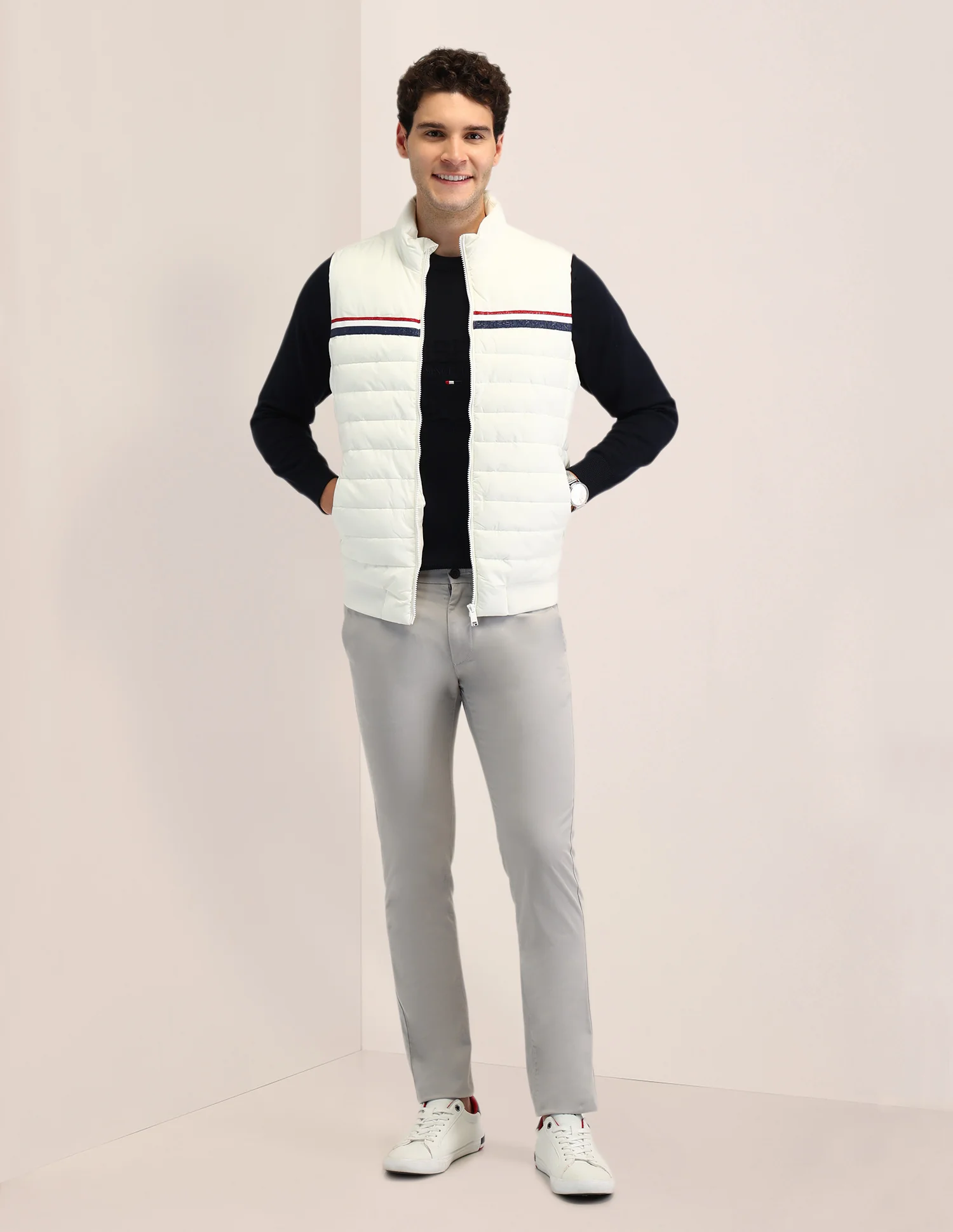 Horizontal Stripes Regular Fit Jacket - Image 3