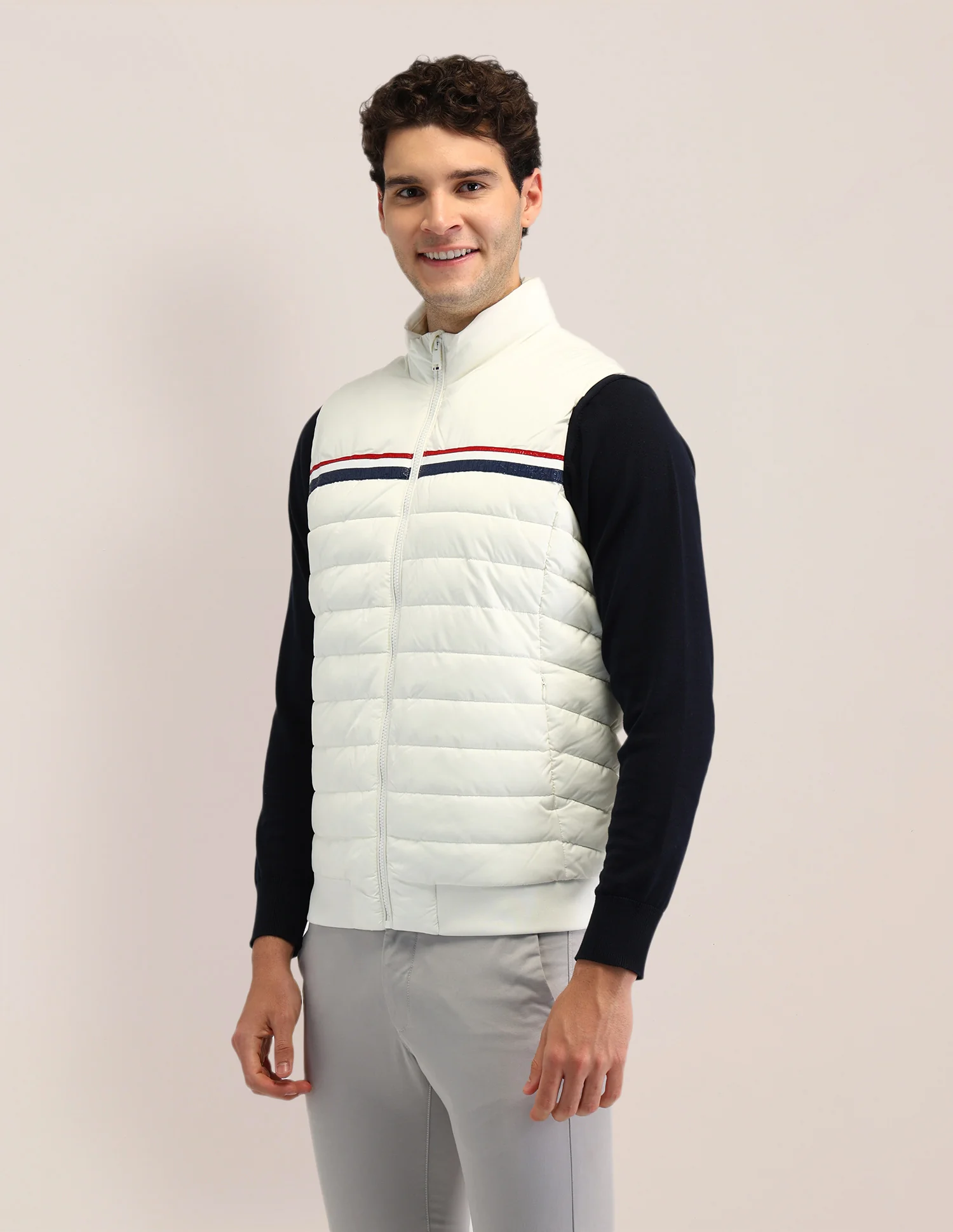 Horizontal Stripes Regular Fit Jacket - Image 4