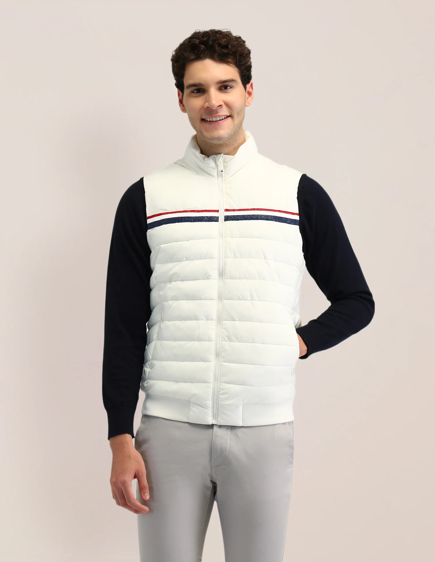 Horizontal Stripes Regular Fit Jacket - Image 6
