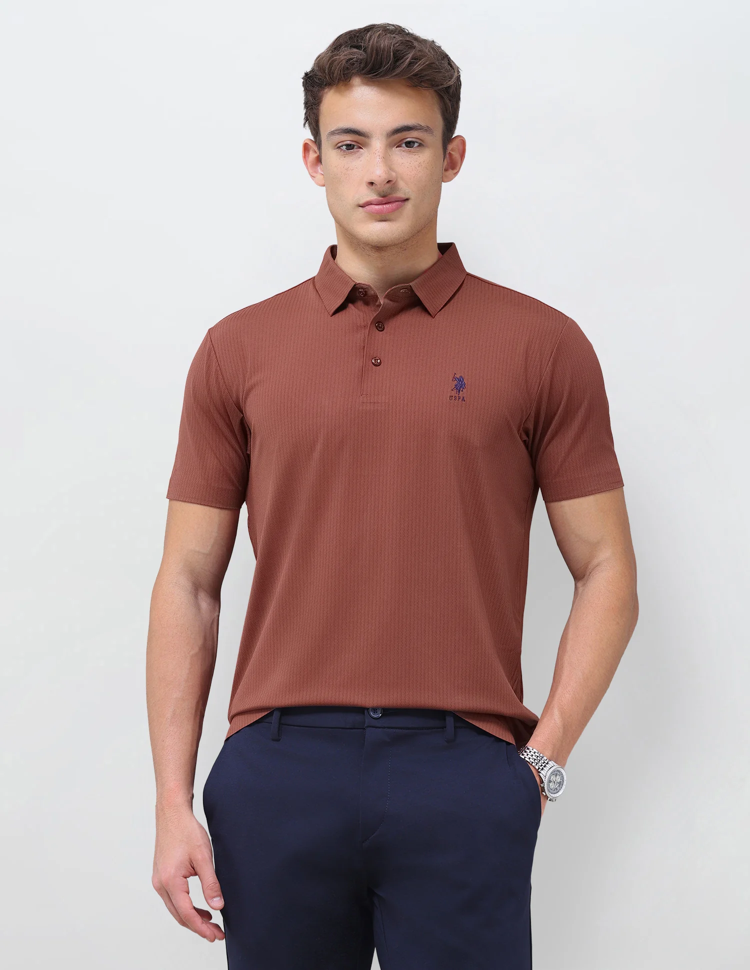 Jacquard Slim Fit Polo Shirt