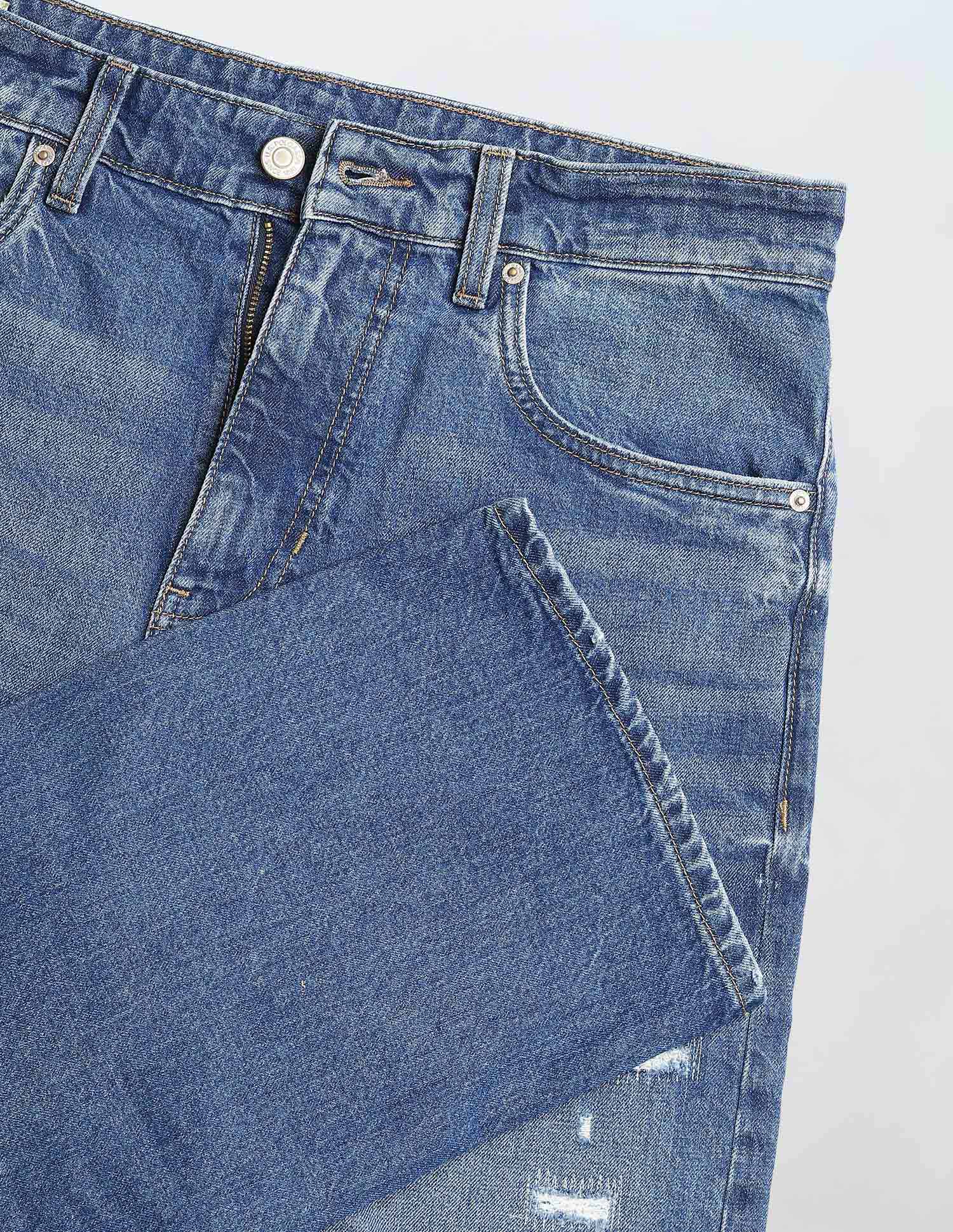 Logan Loose Straight Fit Blue Distressed Jeans - Image 2