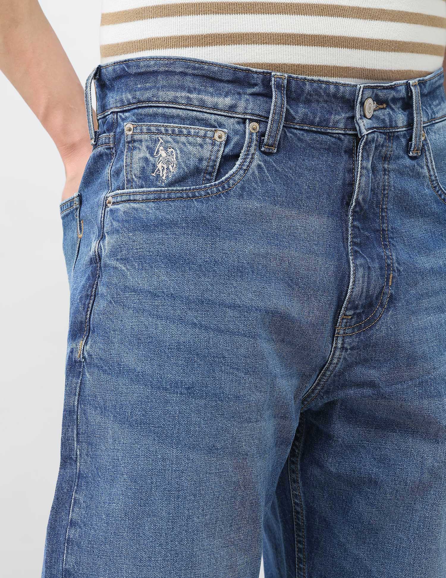Logan Loose Straight Fit Blue Distressed Jeans - Image 7