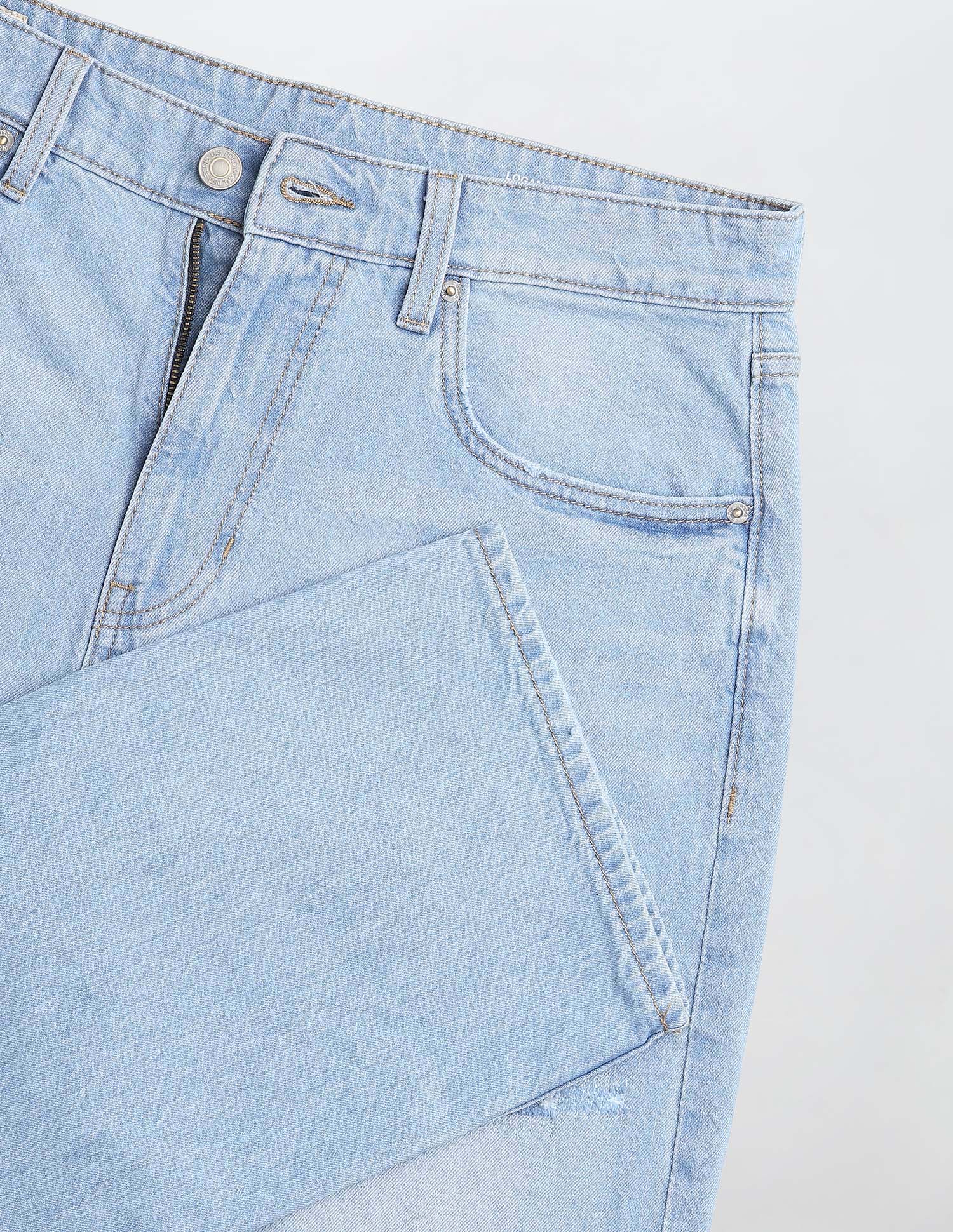 Logan Loose Straight Fit Blue Distressed Jeans - Image 2