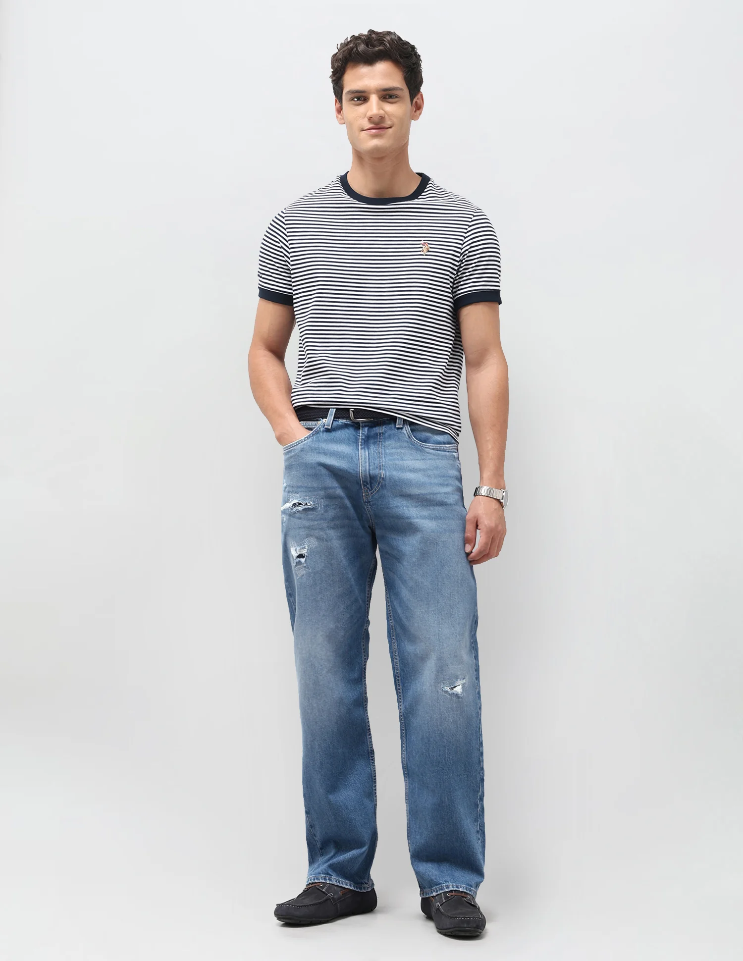 Logan Loose Straight Fit Blue Jeans - Image 3