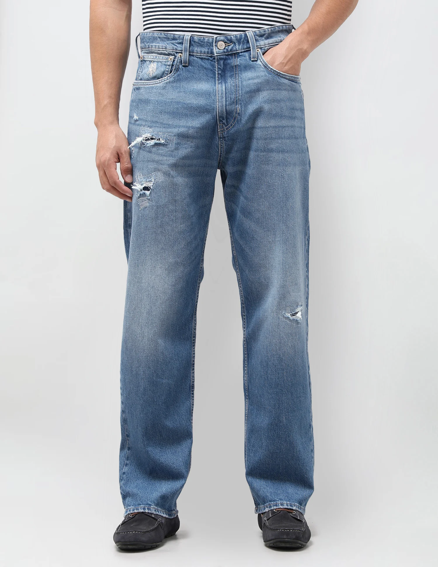 Logan Loose Straight Fit Blue Jeans - Image 6