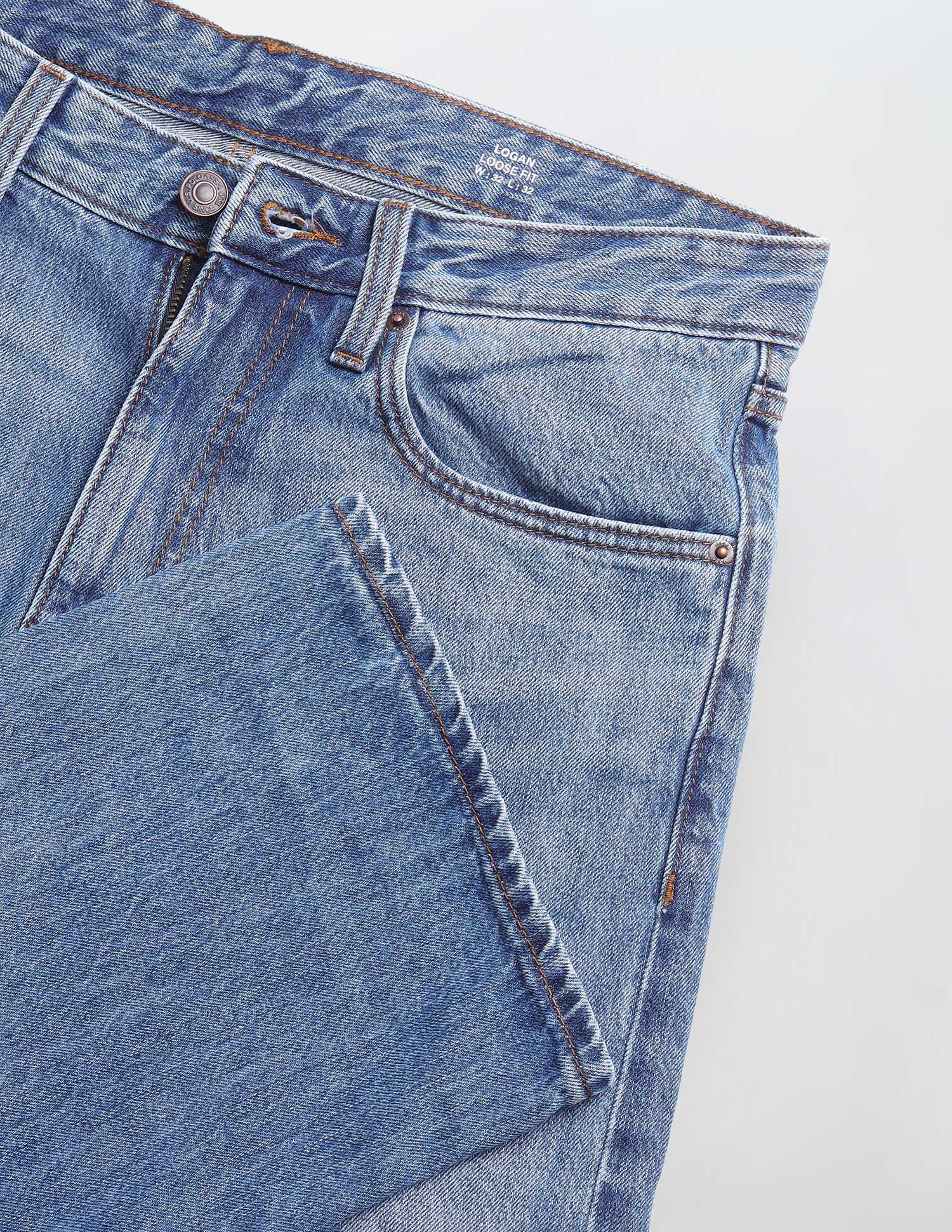 Logan Loose Straight Fit Blue Jeans - Image 2