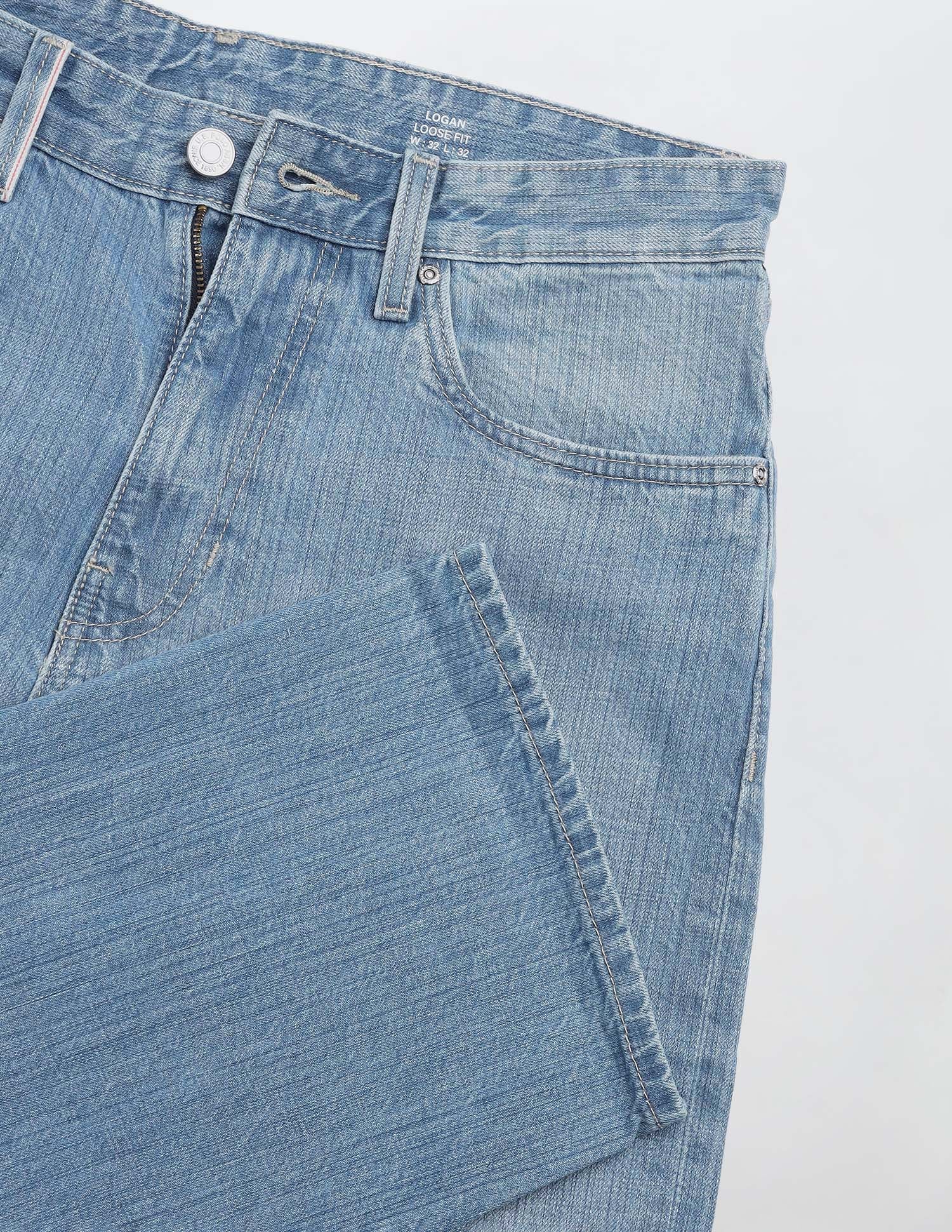 Logan Loose Straight Fit Blue Jeans - Image 2