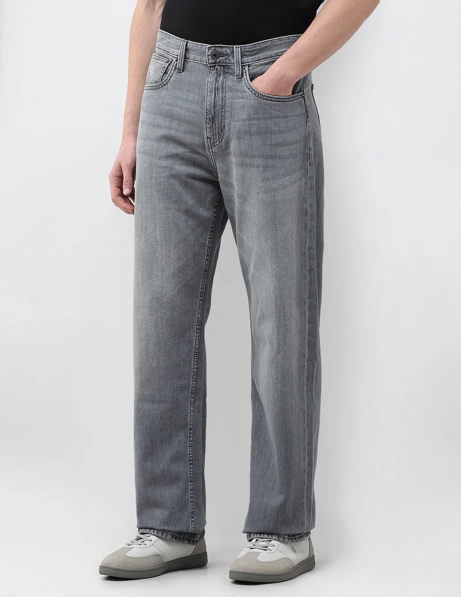 Logan Loose Straight Fit Grey Jeans - Image 4