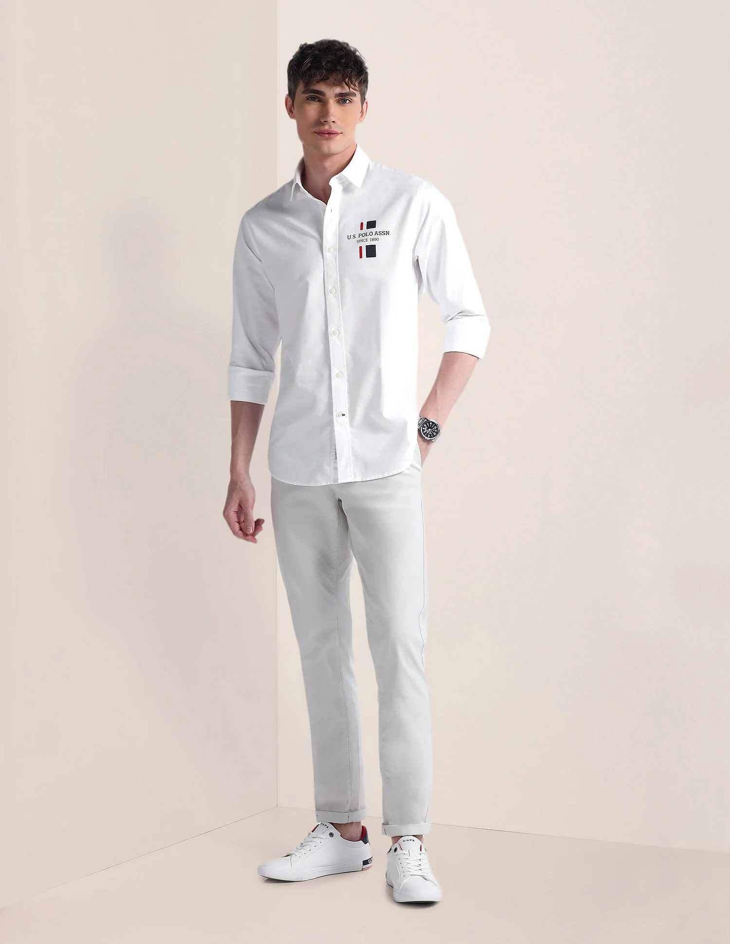 Long Sleeve Solid Brand Shirt - Image 3