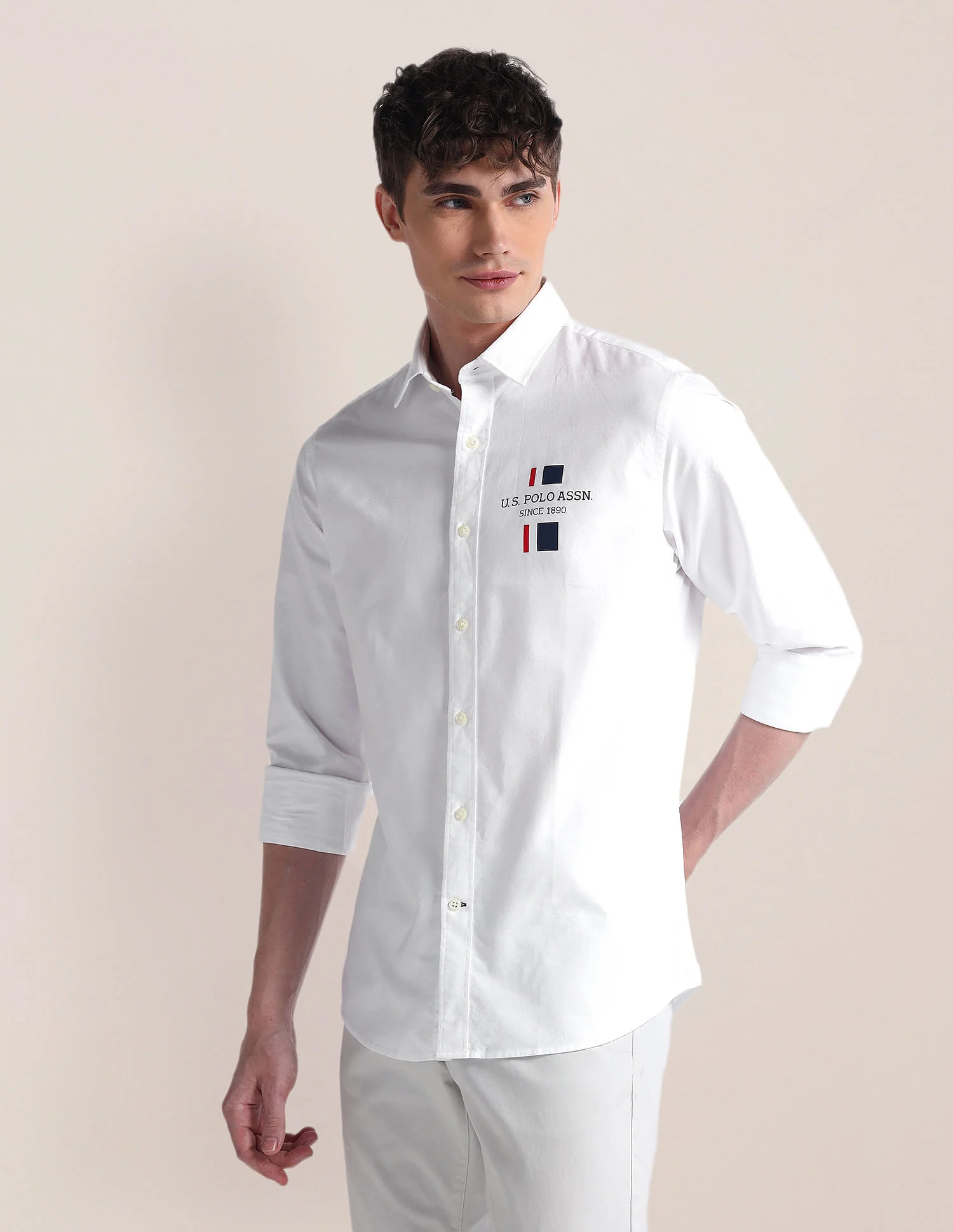 Long Sleeve Solid Brand Shirt - Image 4